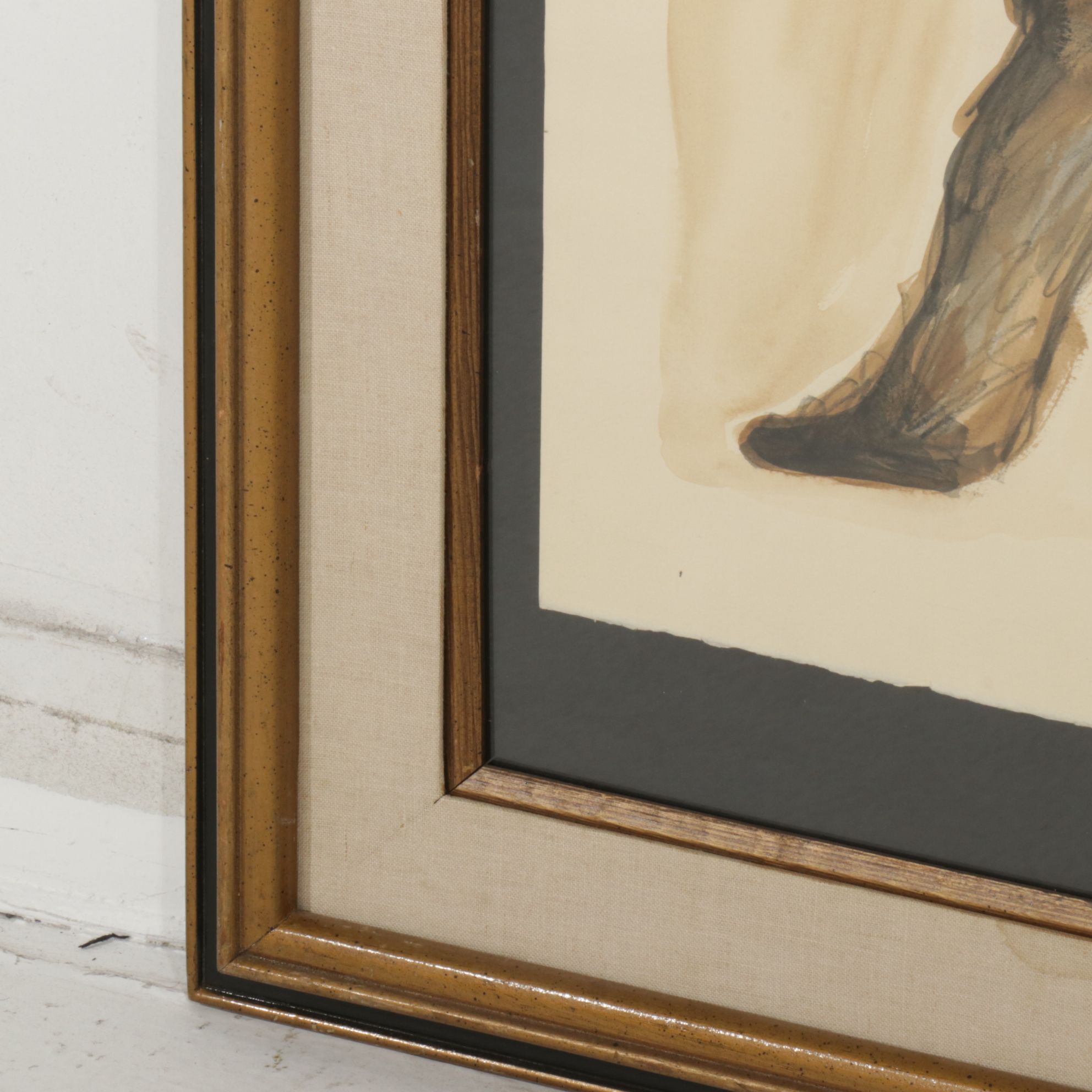 In the Style of Andy Warhol Sepia Toned High Heel Watercolor Painting