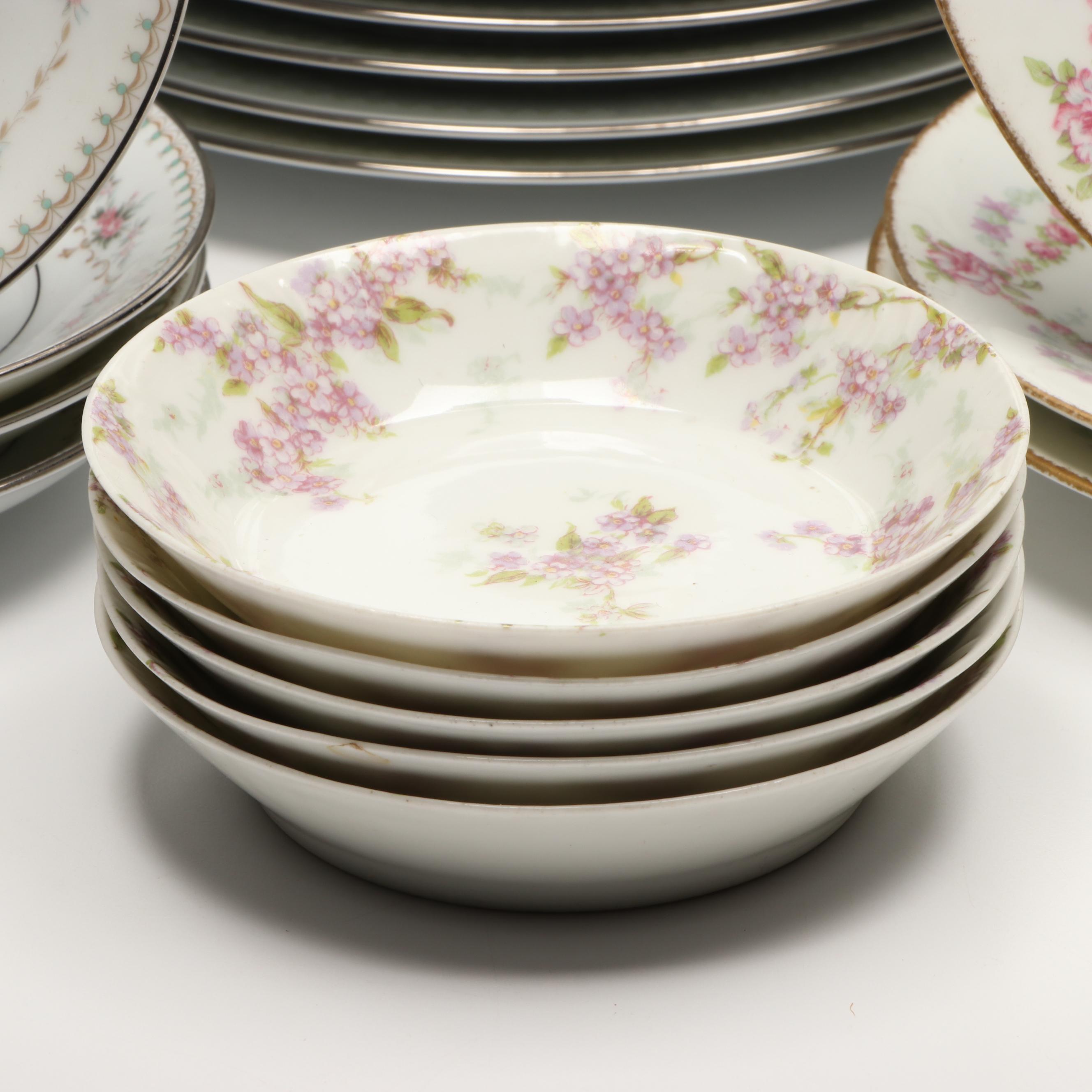 Noritake "Temptation" Bone China Salad Plates and Other Floral Ceramic Tableware