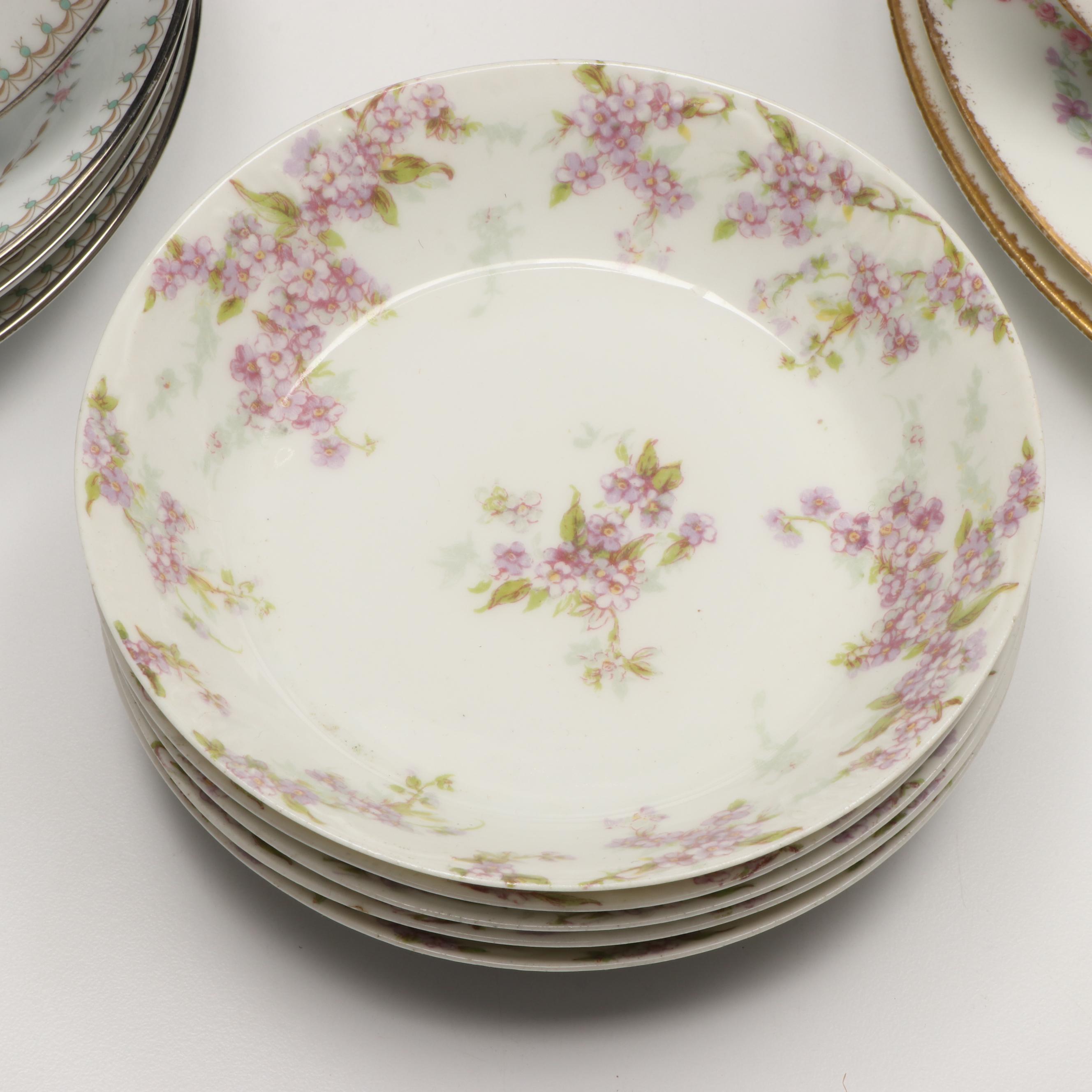 Noritake "Temptation" Bone China Salad Plates and Other Floral Ceramic Tableware