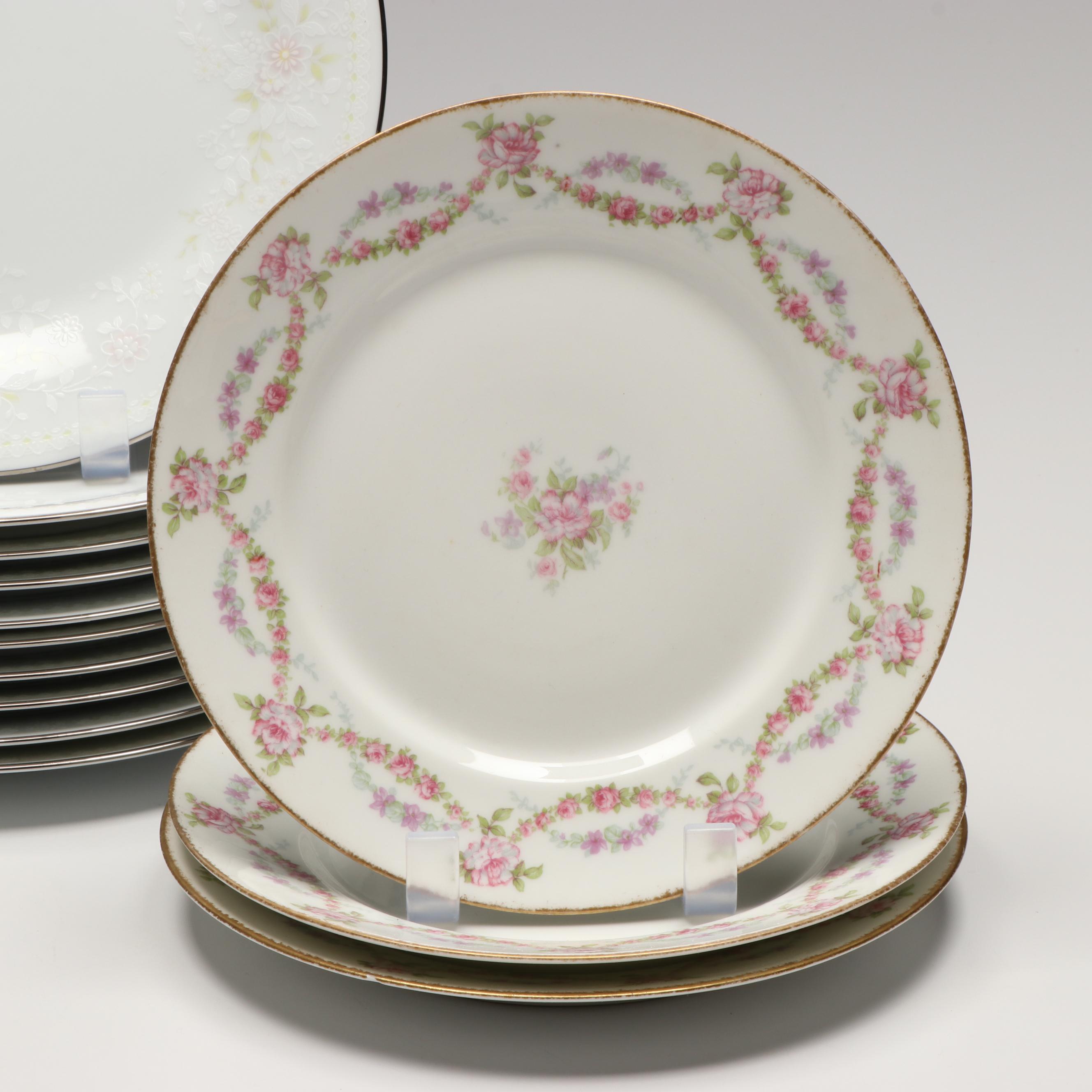Noritake "Temptation" Bone China Salad Plates and Other Floral Ceramic Tableware