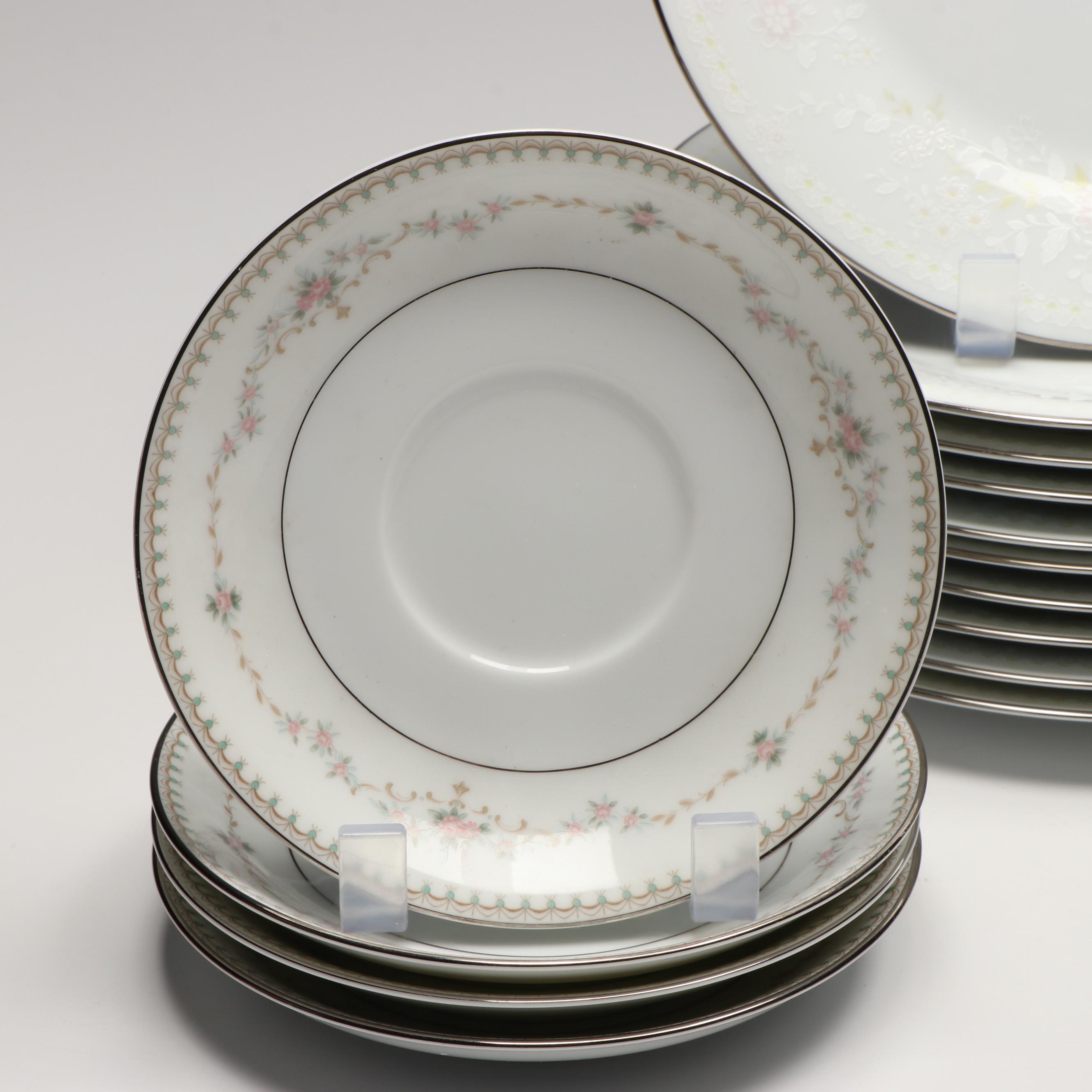 Noritake "Temptation" Bone China Salad Plates and Other Floral Ceramic Tableware