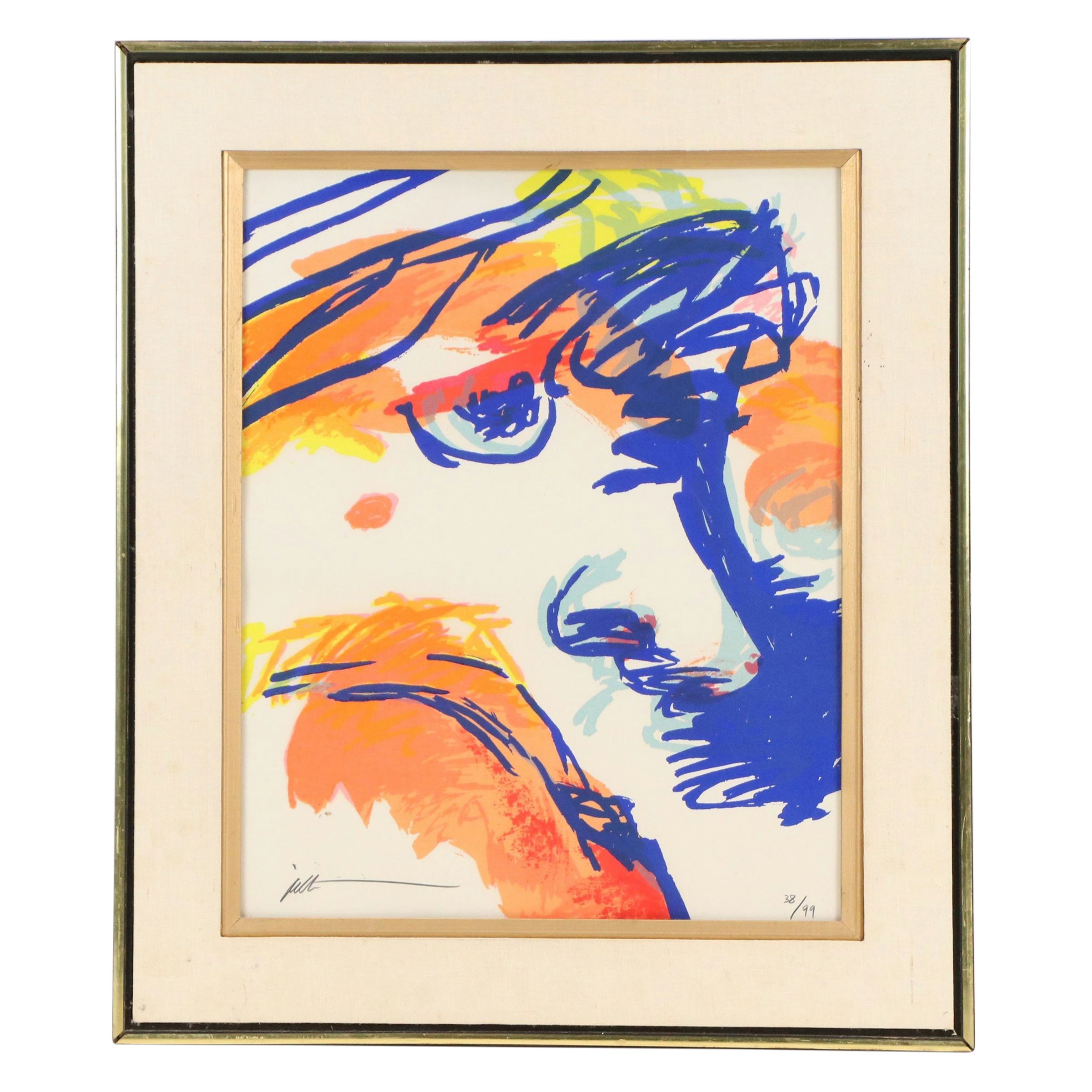 Alfred Gockel Serigraph of Abstract Portrait