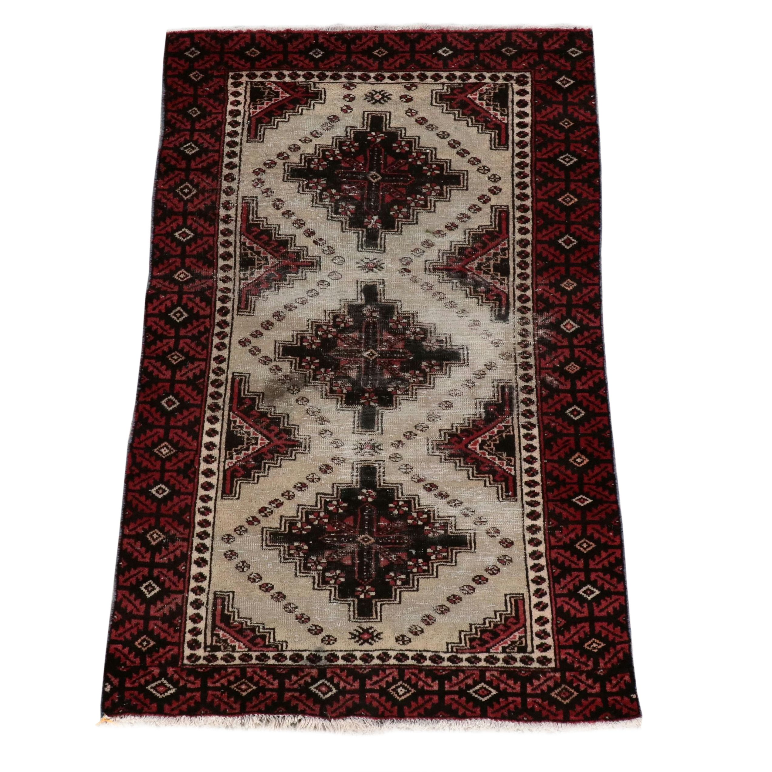 3'8 x 6'2 Hand-Knotted Afghani Turkmen Style Area Rug