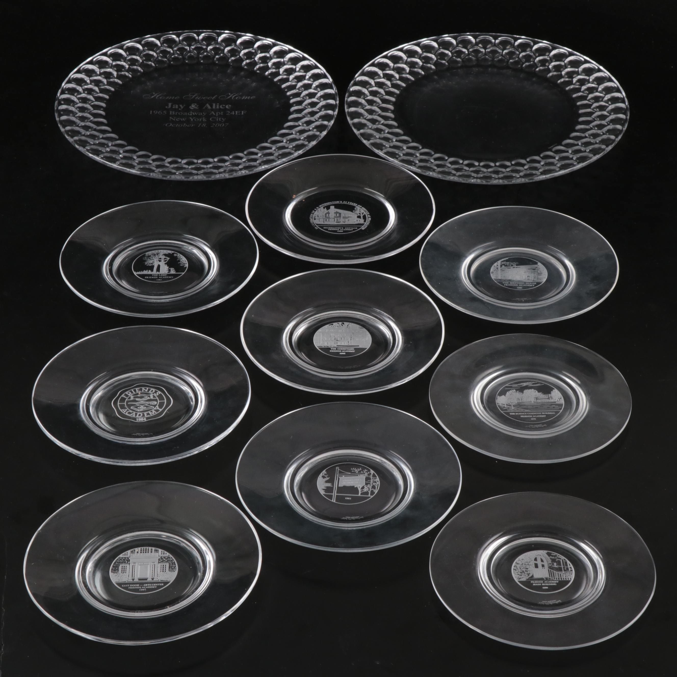 Tiffany & Co. Honeycomb Chargers with Val St. Lambert Commemorative Plates