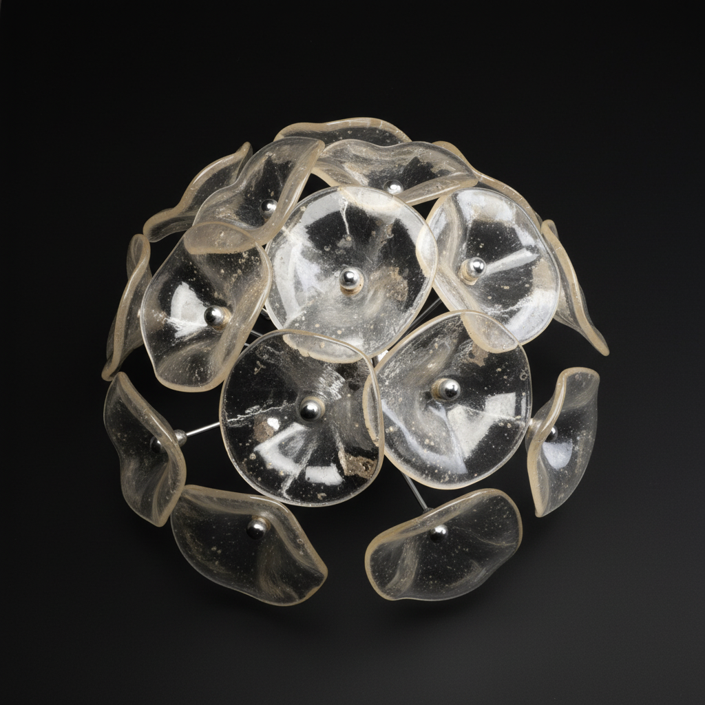 Murano Style Handblown Glass Flush Mount Ceiling Light