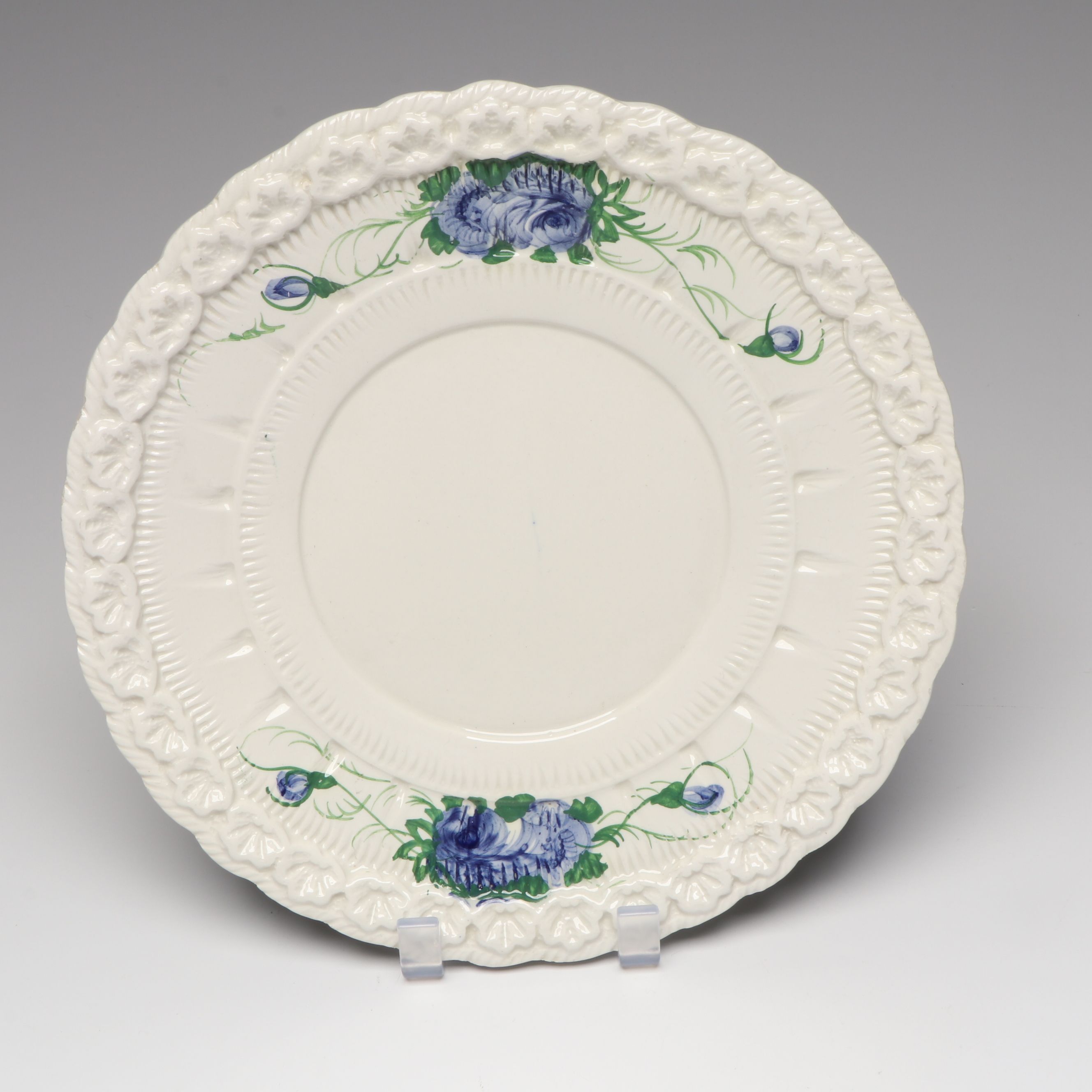 Italian Blue Rose Ceramic Tureen and Underplate with Ladle