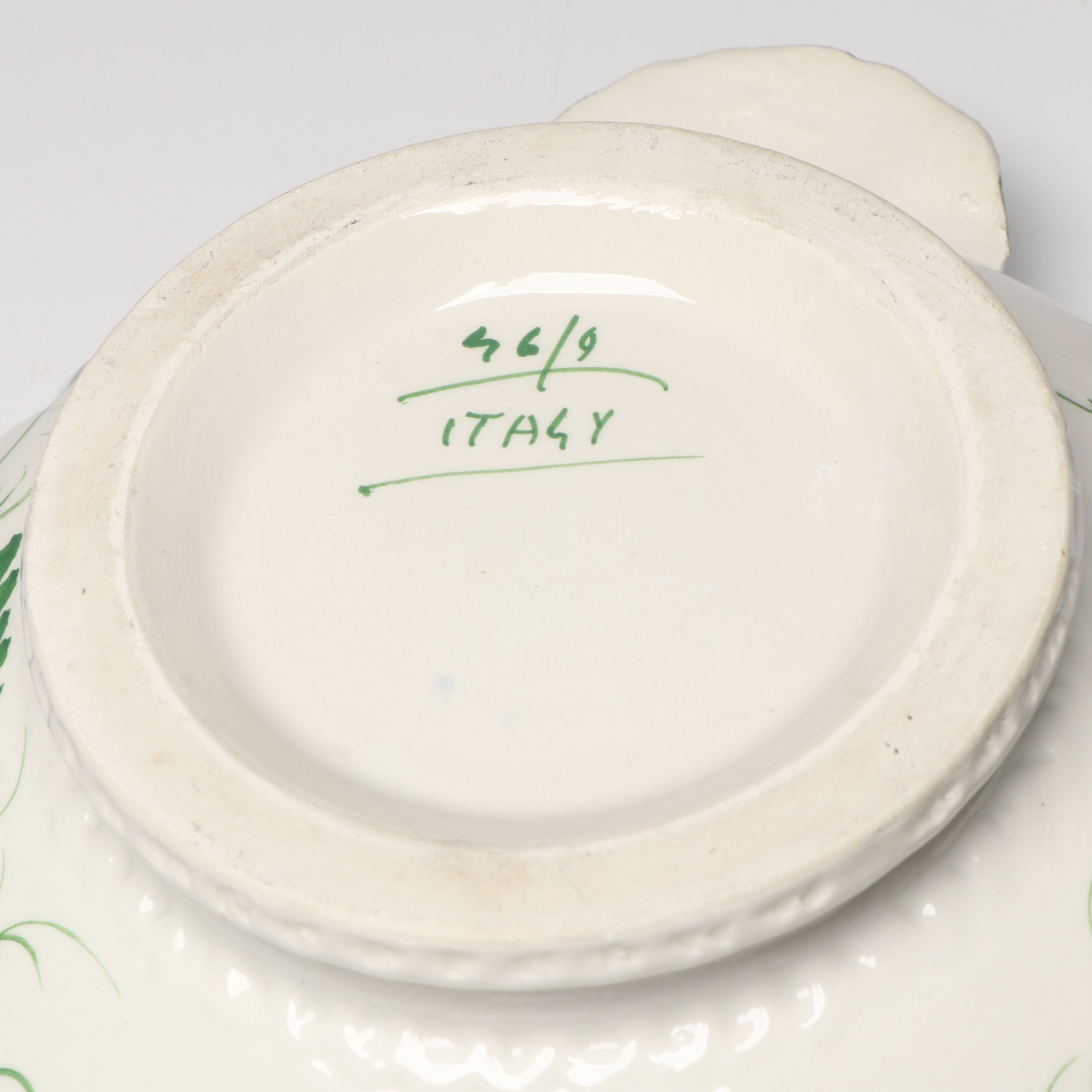 Italian Blue Rose Ceramic Tureen and Underplate with Ladle