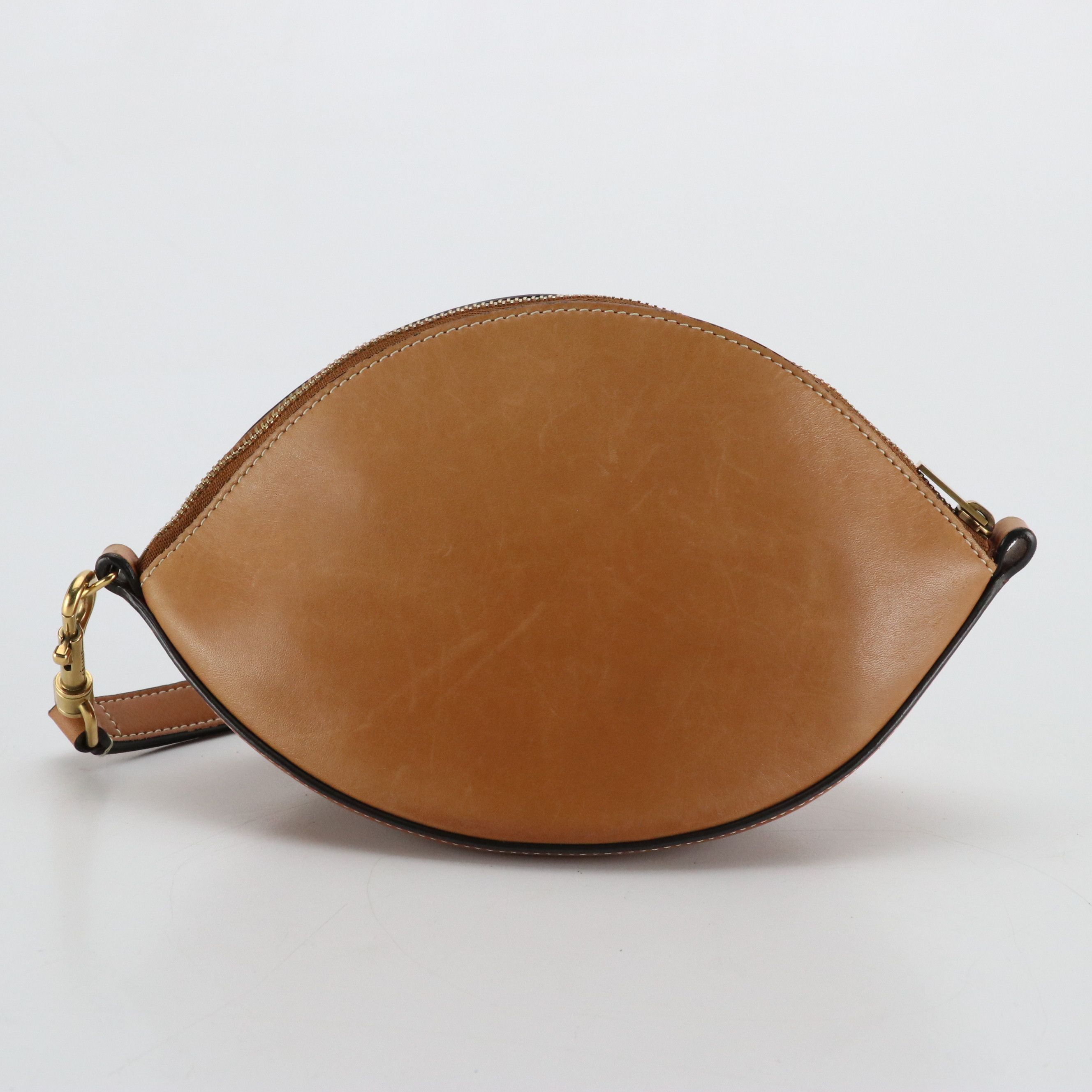 Céline Honey Brown Leather Zip Pouch