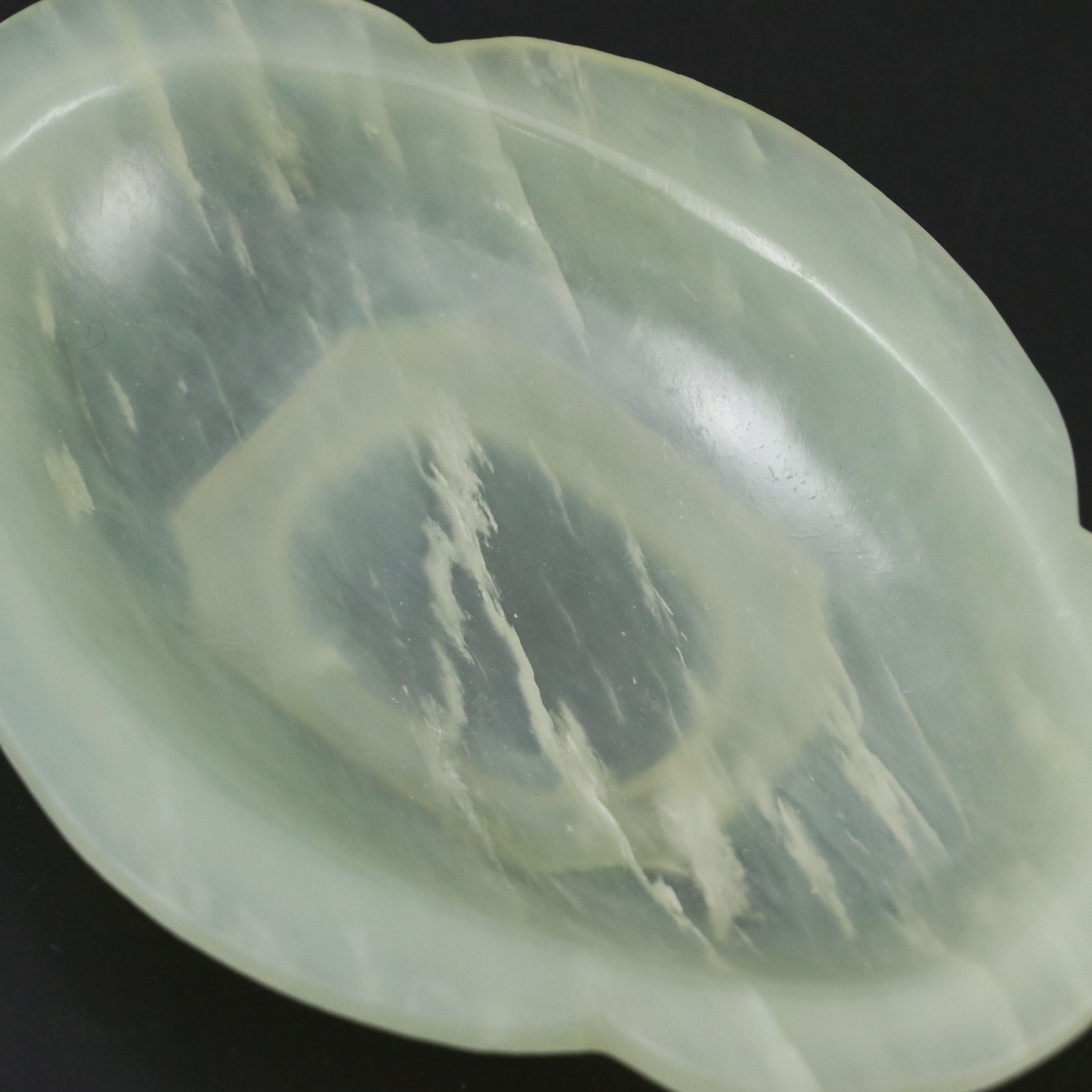 Chinese Pale Celadon Jade Quatrefoil Dish, Imperial Qing Style