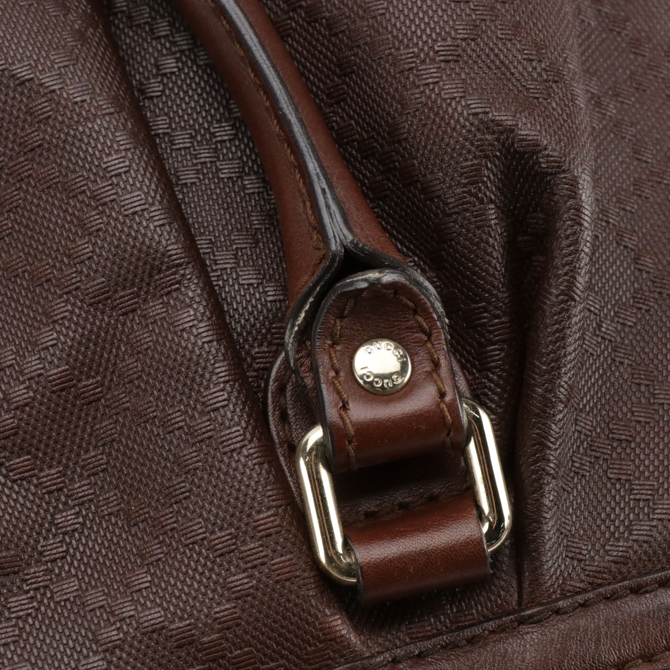 Gucci Sukey Top Handle Two-Way Shoulder Bag in Dark Brown Diamante Leather