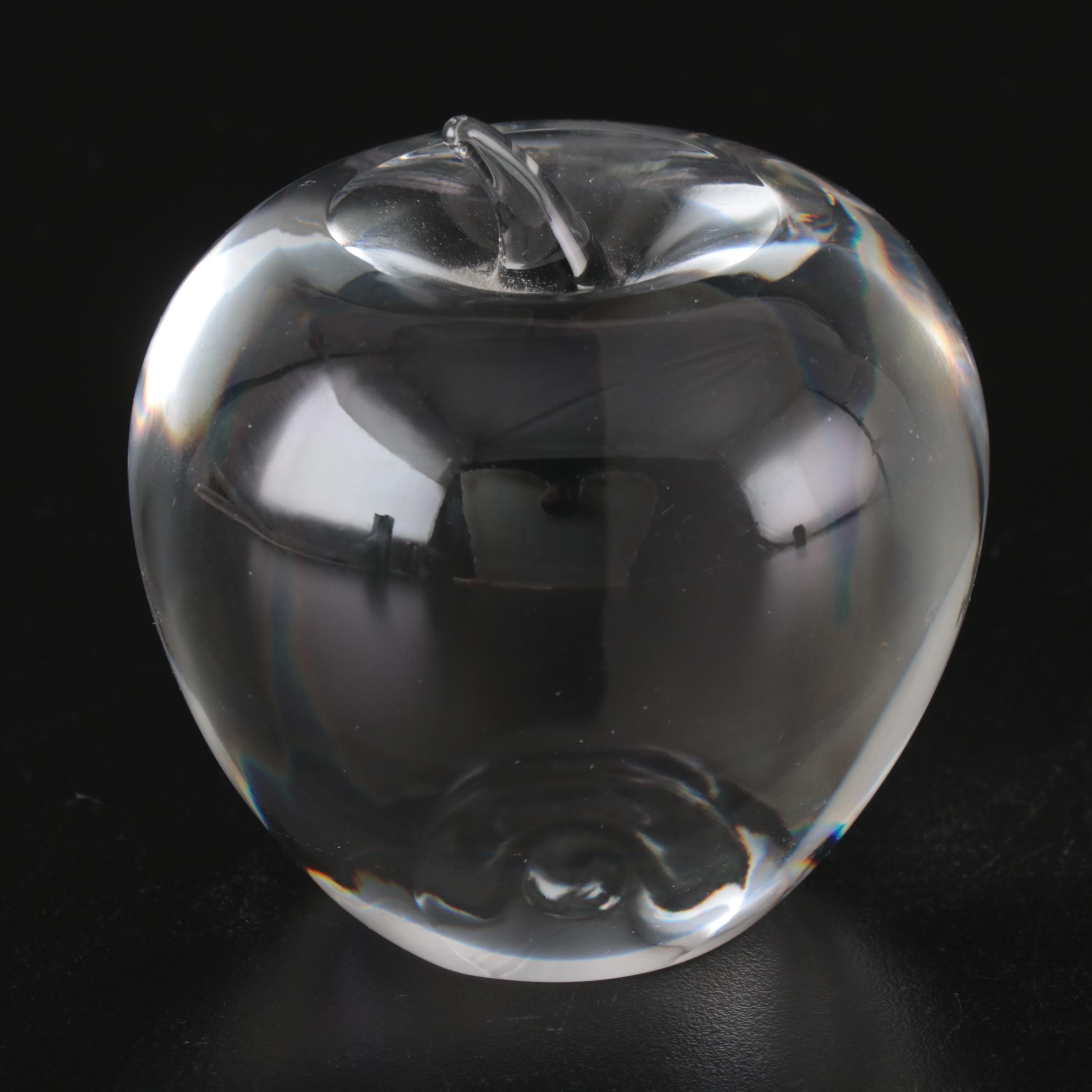 Tiffany & Co. Crystal Apple Paperweight with Other Table Accessories