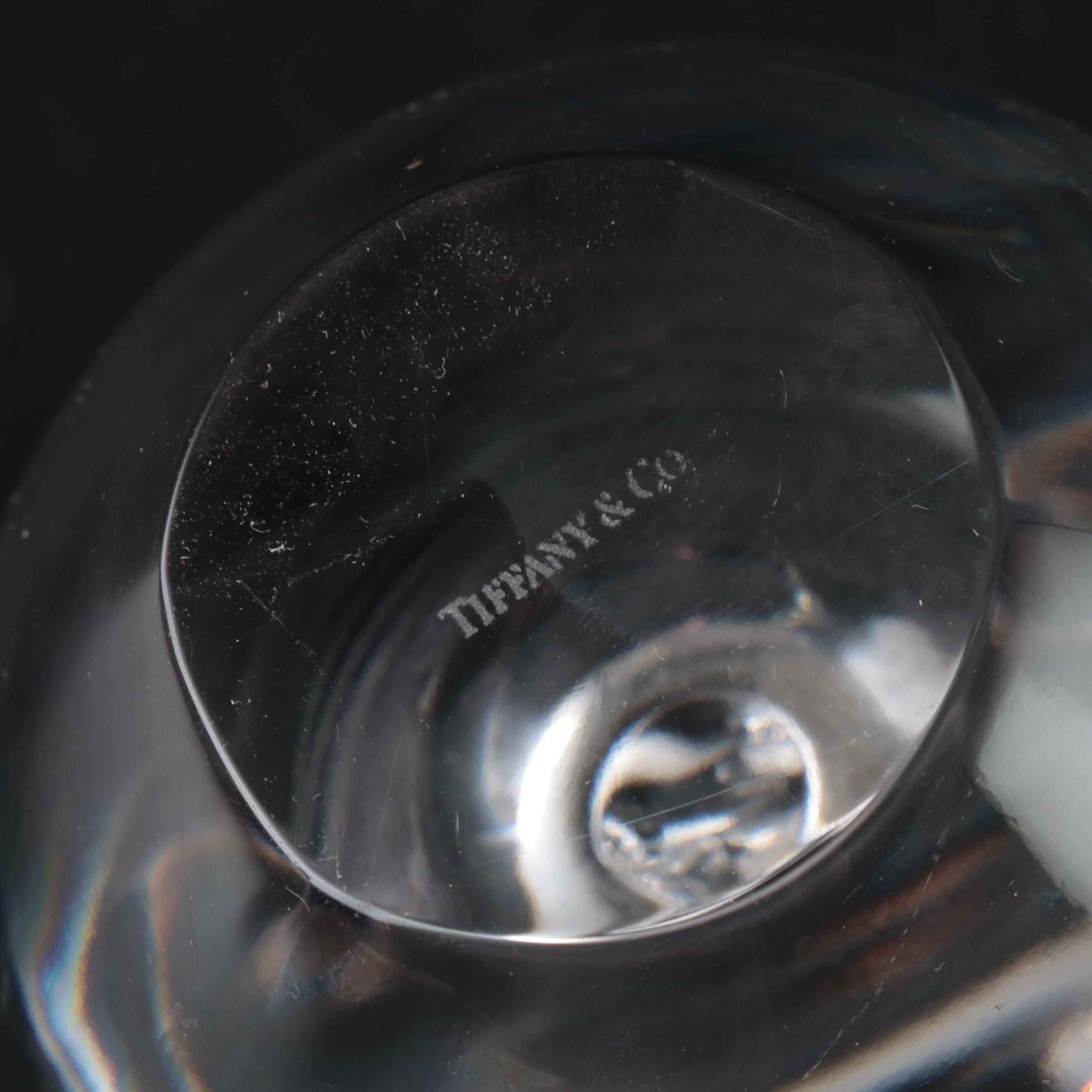 Tiffany & Co. Crystal Apple Paperweight with Other Table Accessories