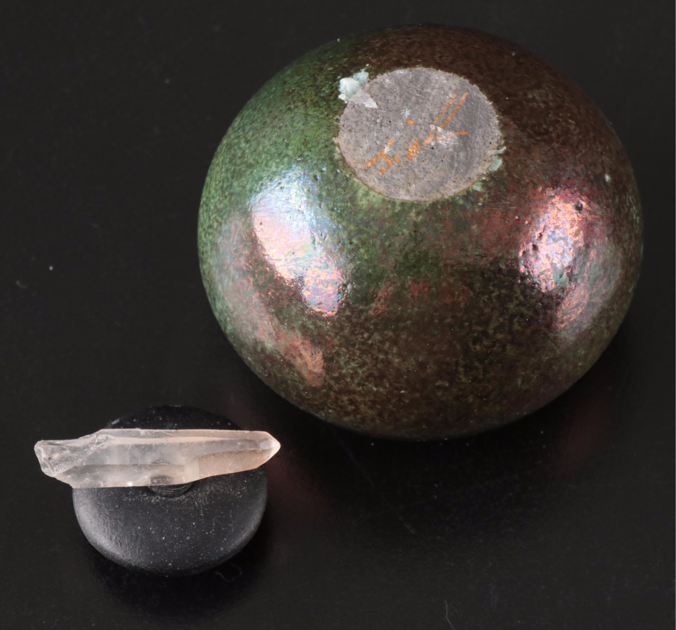 Tiffany & Co. Crystal Apple Paperweight with Other Table Accessories