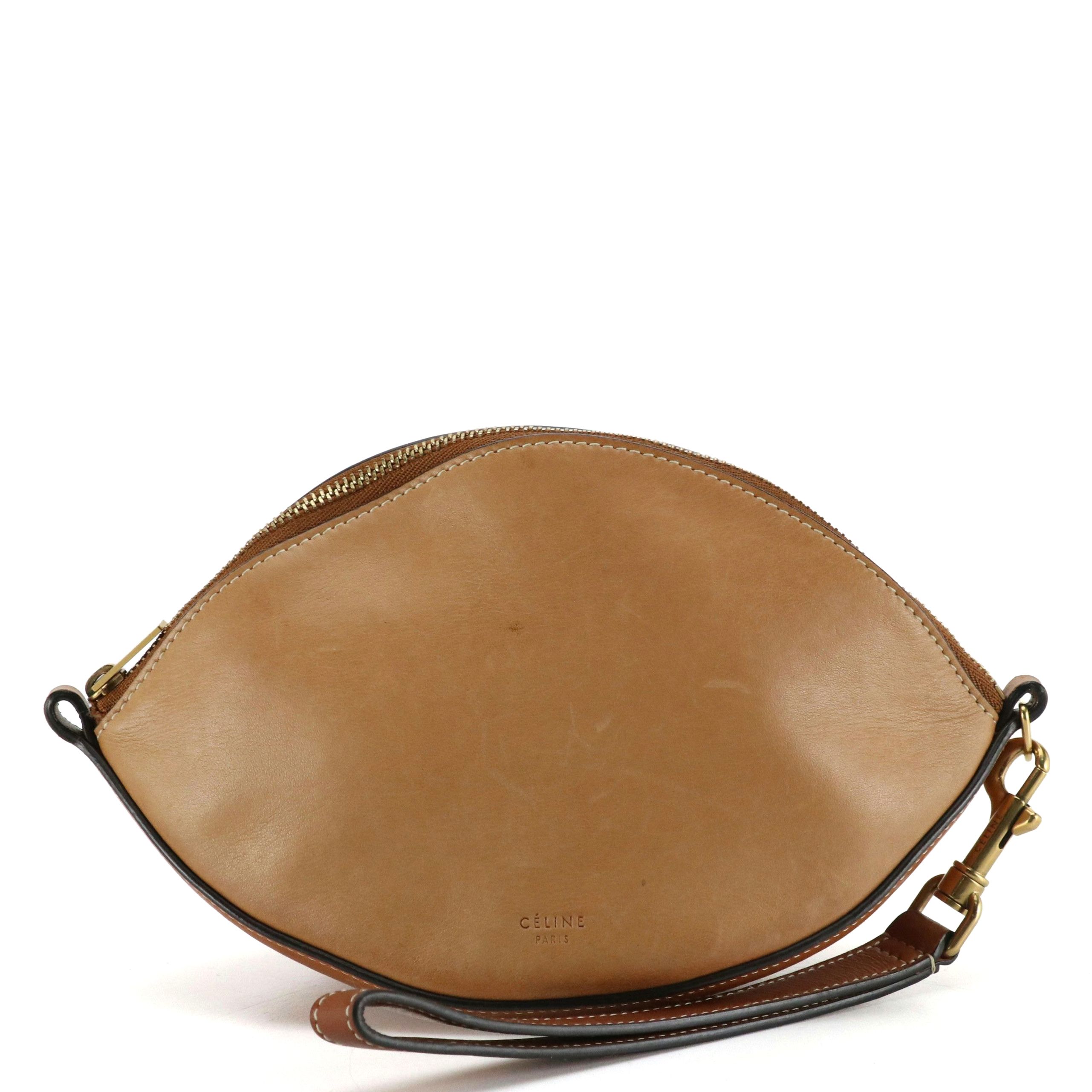Céline Honey Brown Leather Zip Pouch