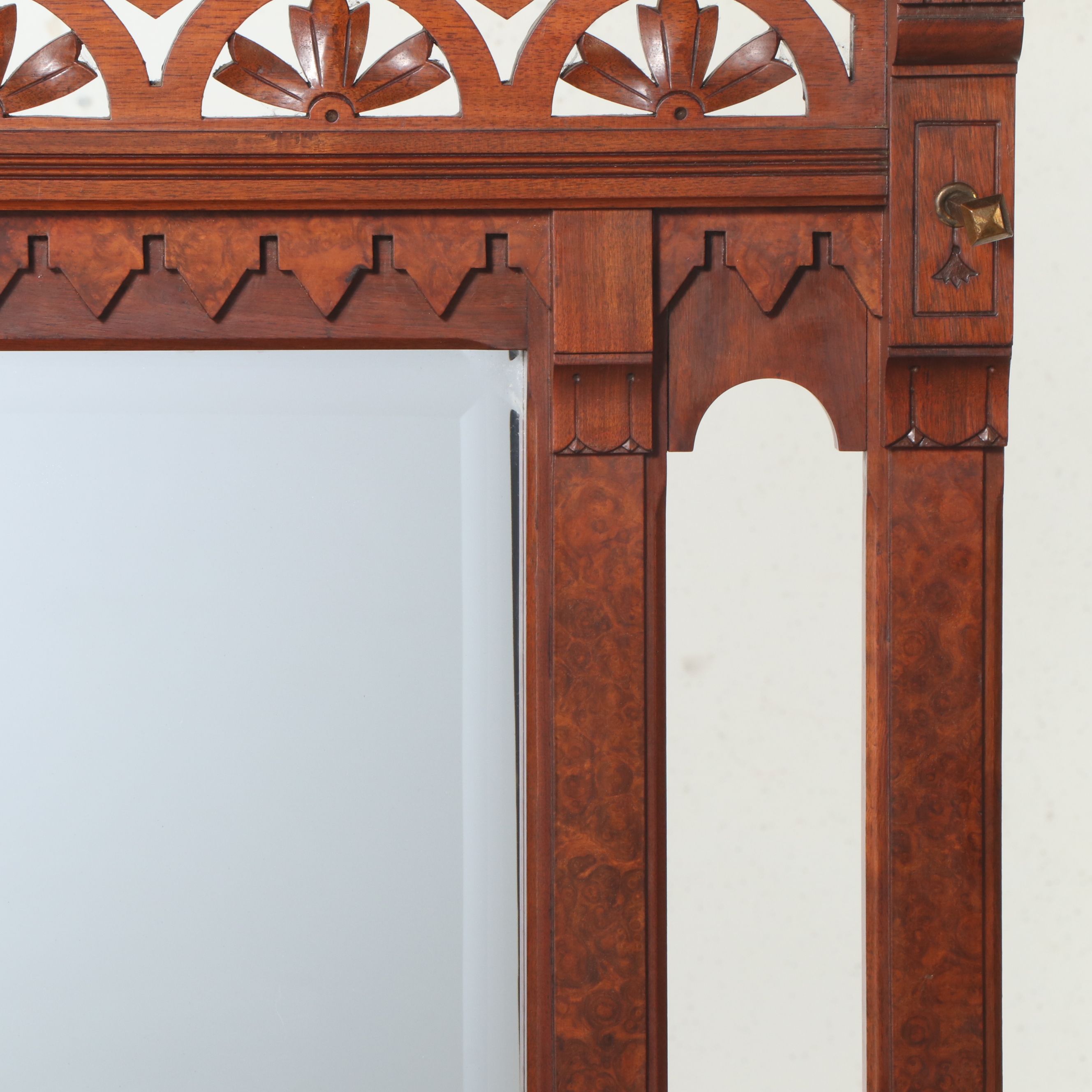 Victorian Eastlake Style Carved Walnut and Burl Hall Tree