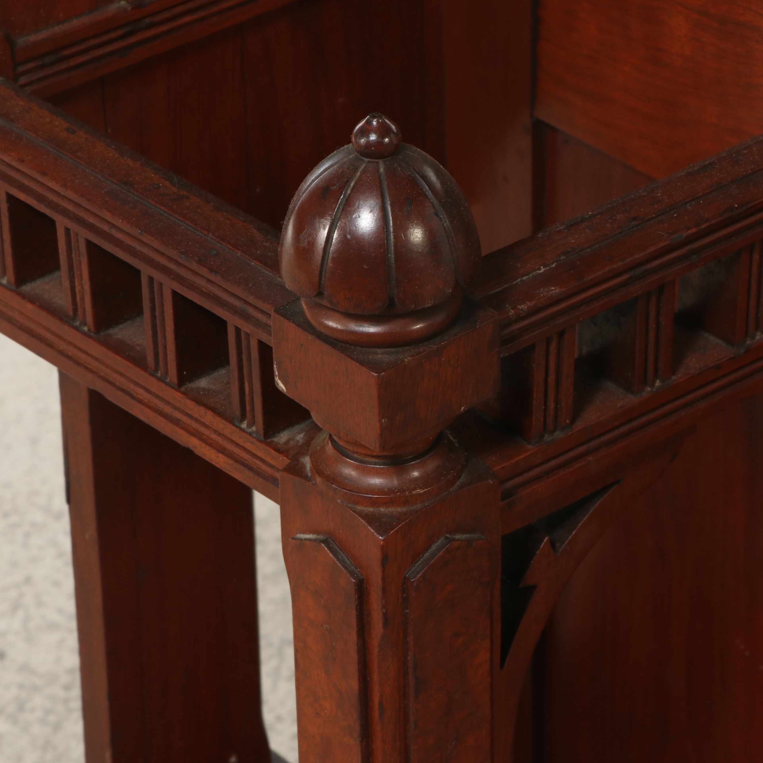 Victorian Eastlake Style Carved Walnut and Burl Hall Tree