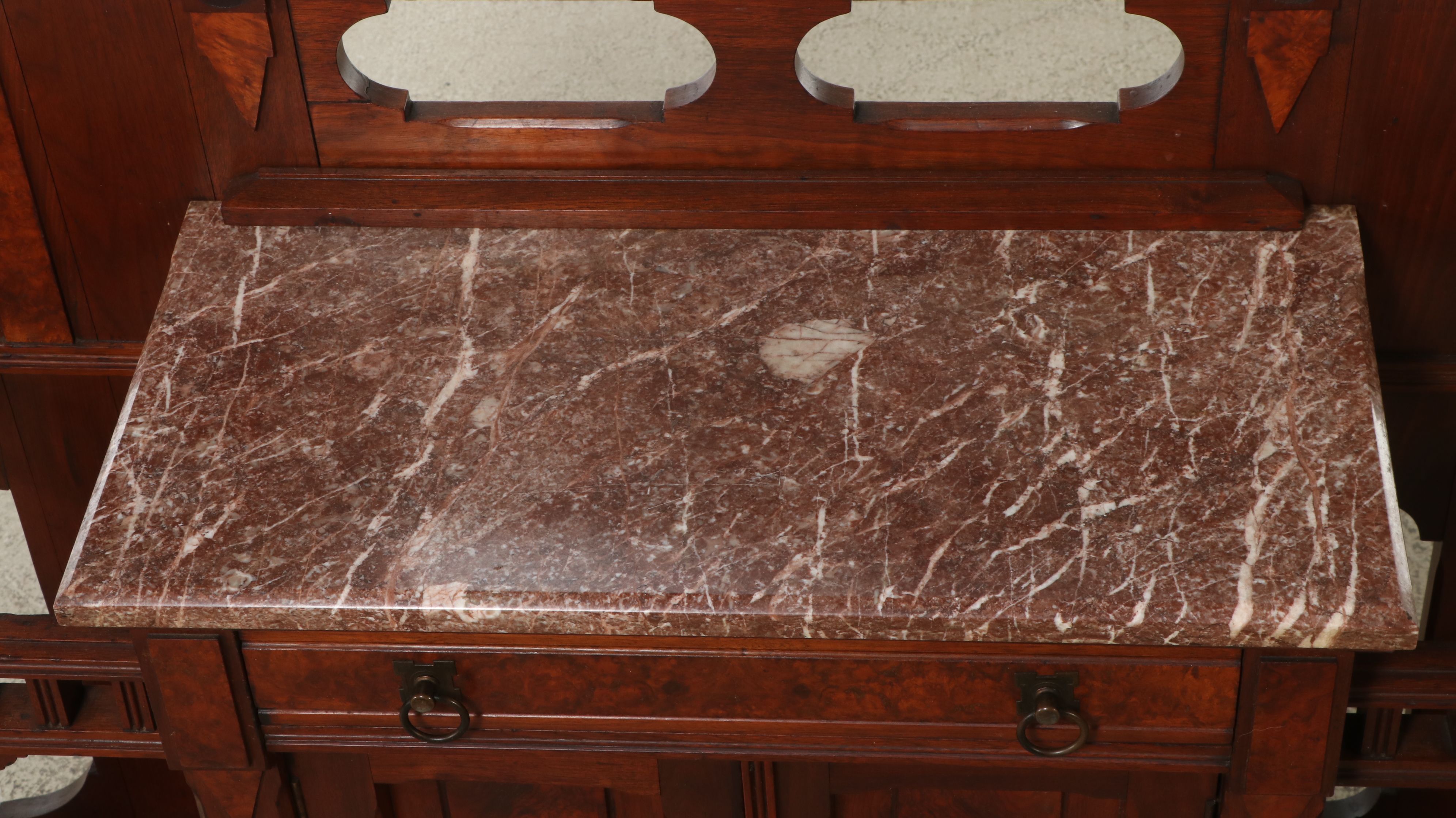 Victorian Eastlake Style Carved Walnut and Burl Hall Tree