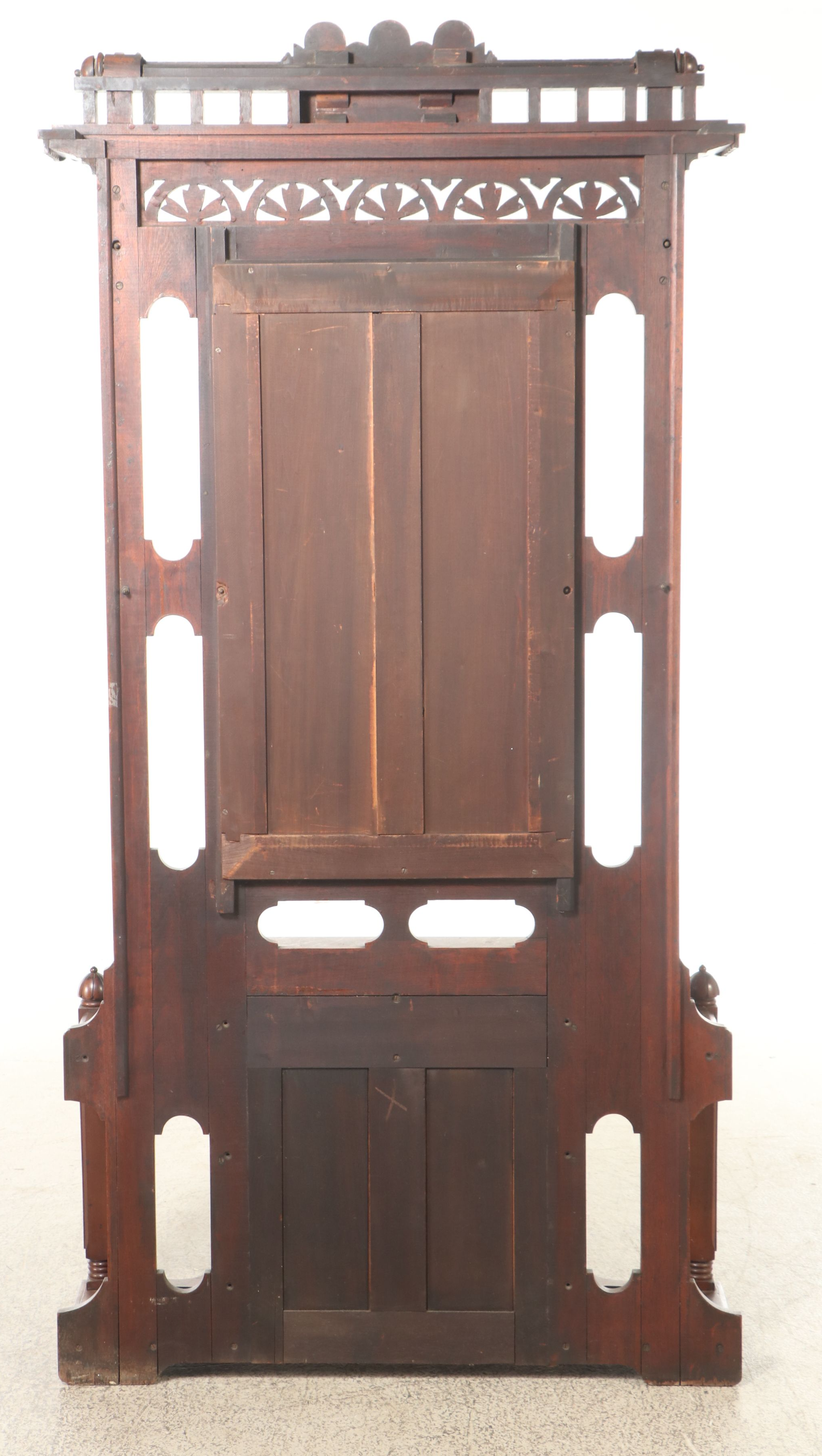 Victorian Eastlake Style Carved Walnut and Burl Hall Tree