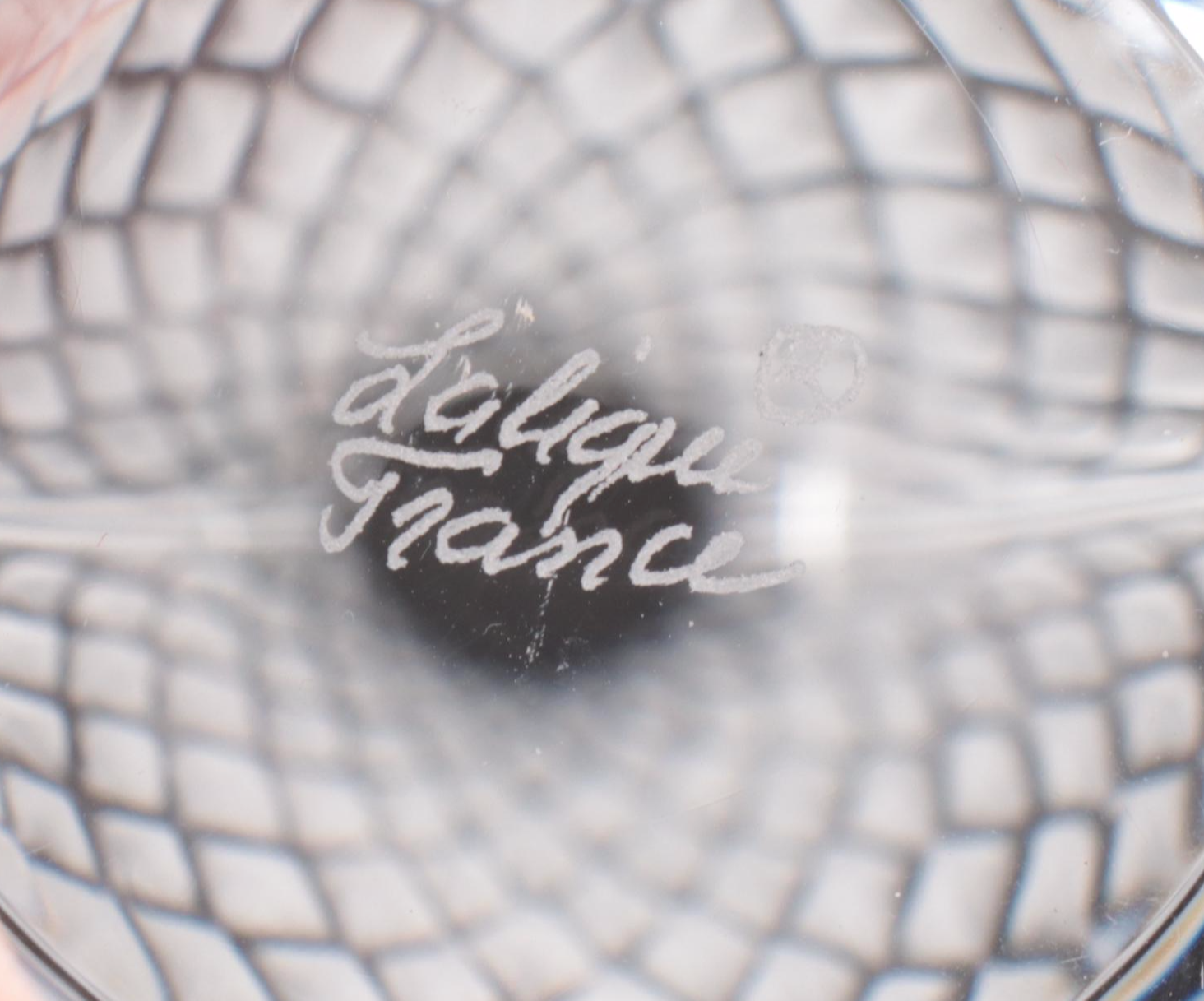 Lalique "Vibration" Crystal Bud Vase with "Pinson" Crystal Sparrow Seal