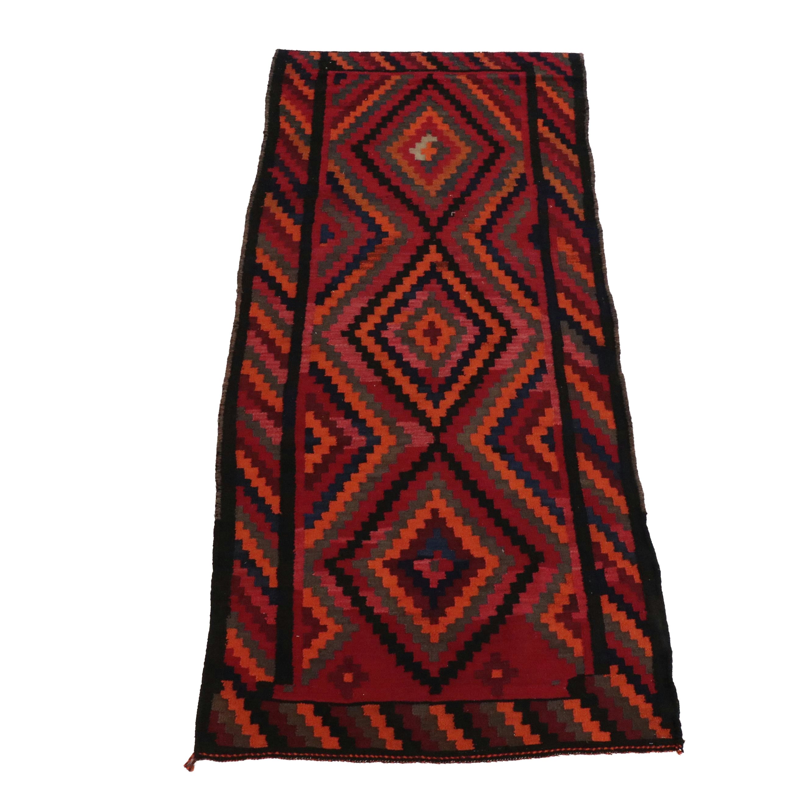 4'9 x 10'10 Handwoven Turkish Village Style Kilim Long Rug
