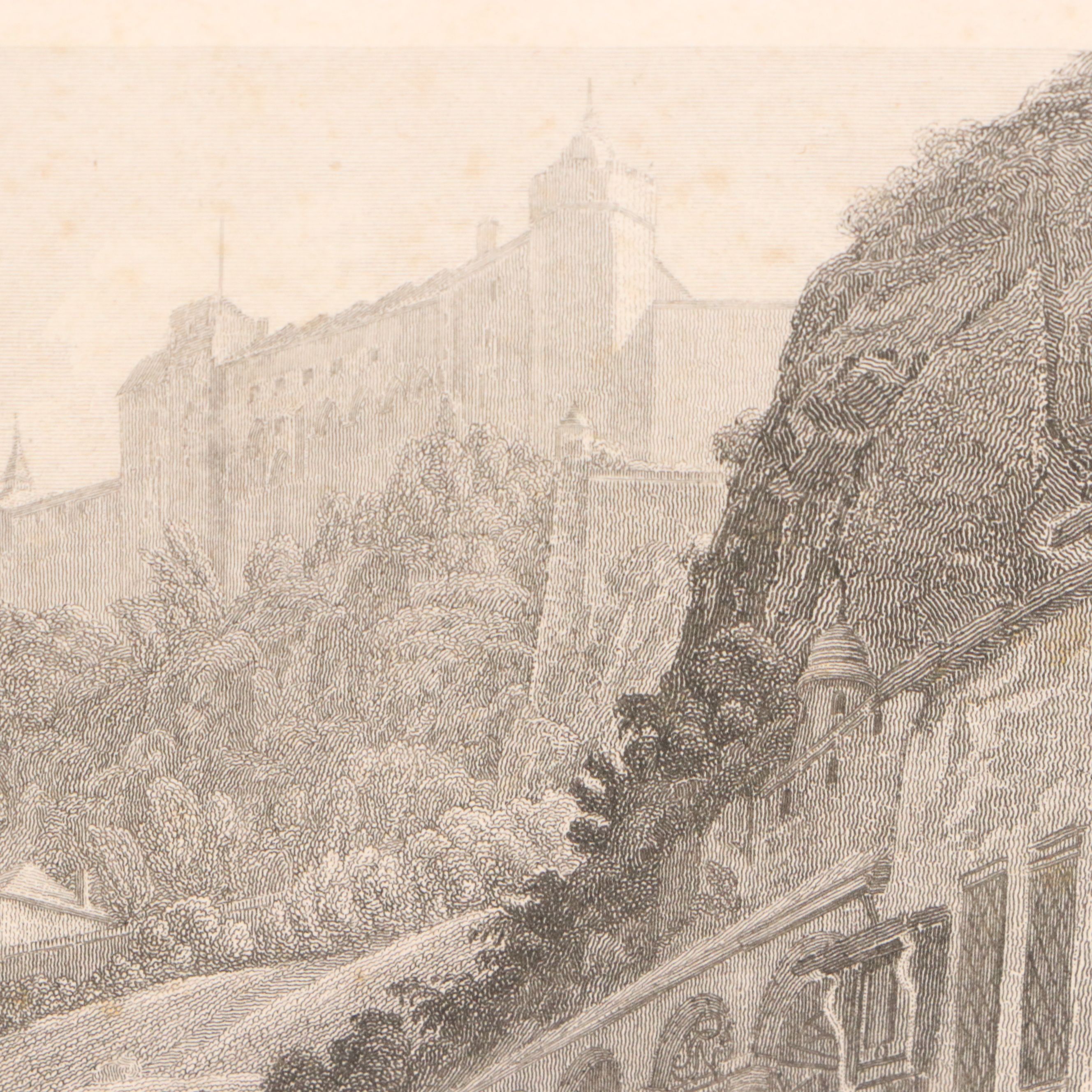 Landscape Etching After Franz Barbarini "Peterskirchhof In Salzburg," 1839