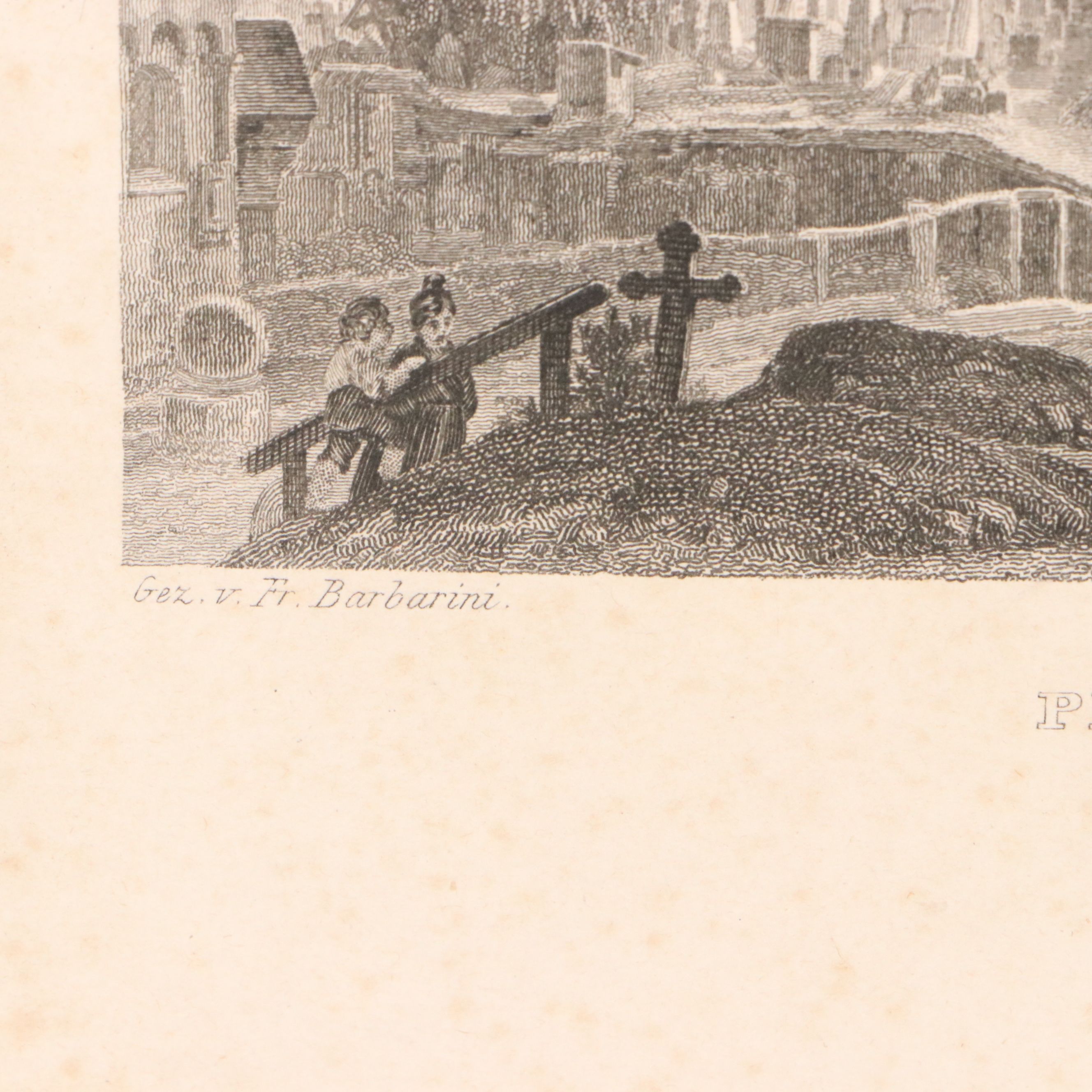 Landscape Etching After Franz Barbarini "Peterskirchhof In Salzburg," 1839