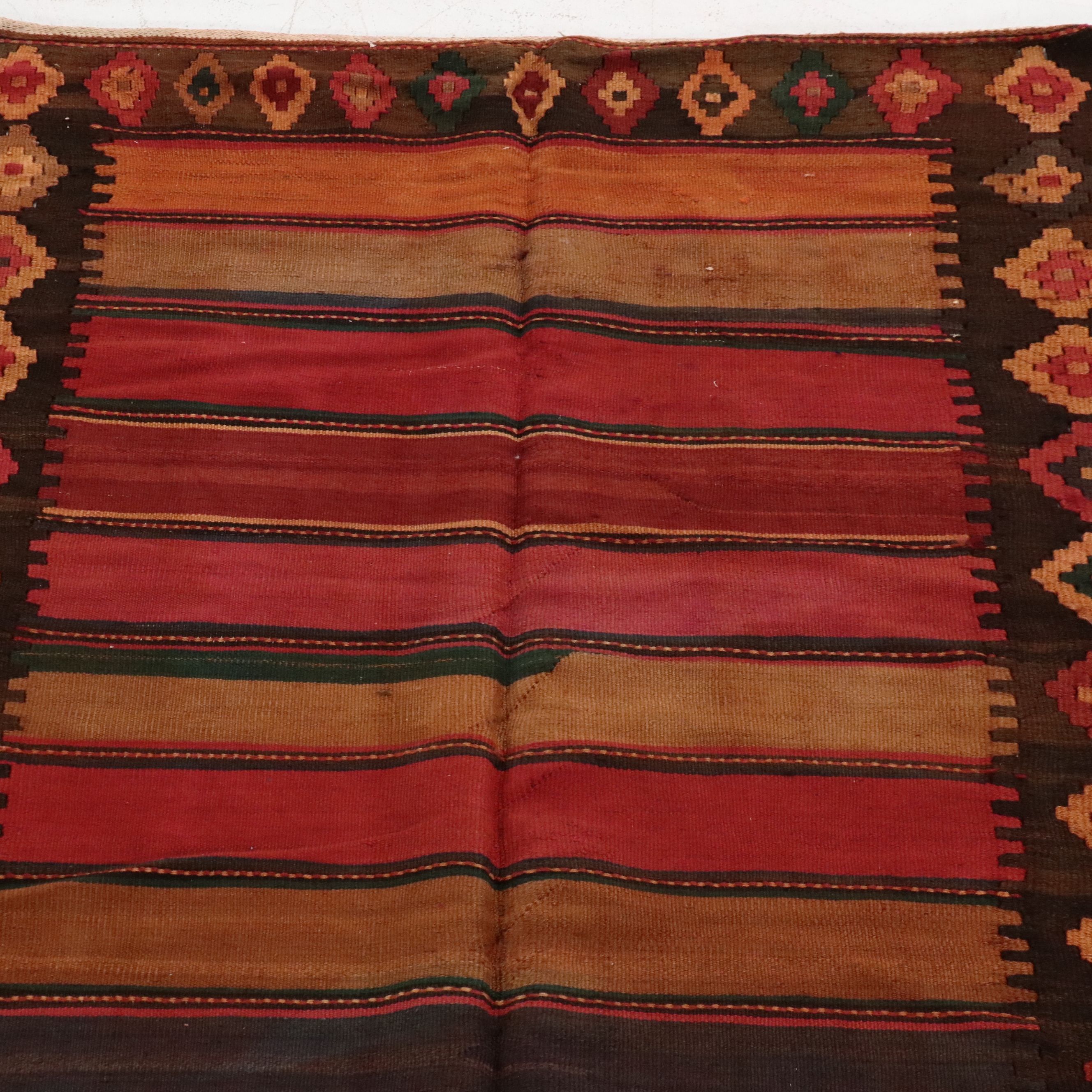 5'3 x 12'2 Handwoven Turkish Striped Kilim Long Rug