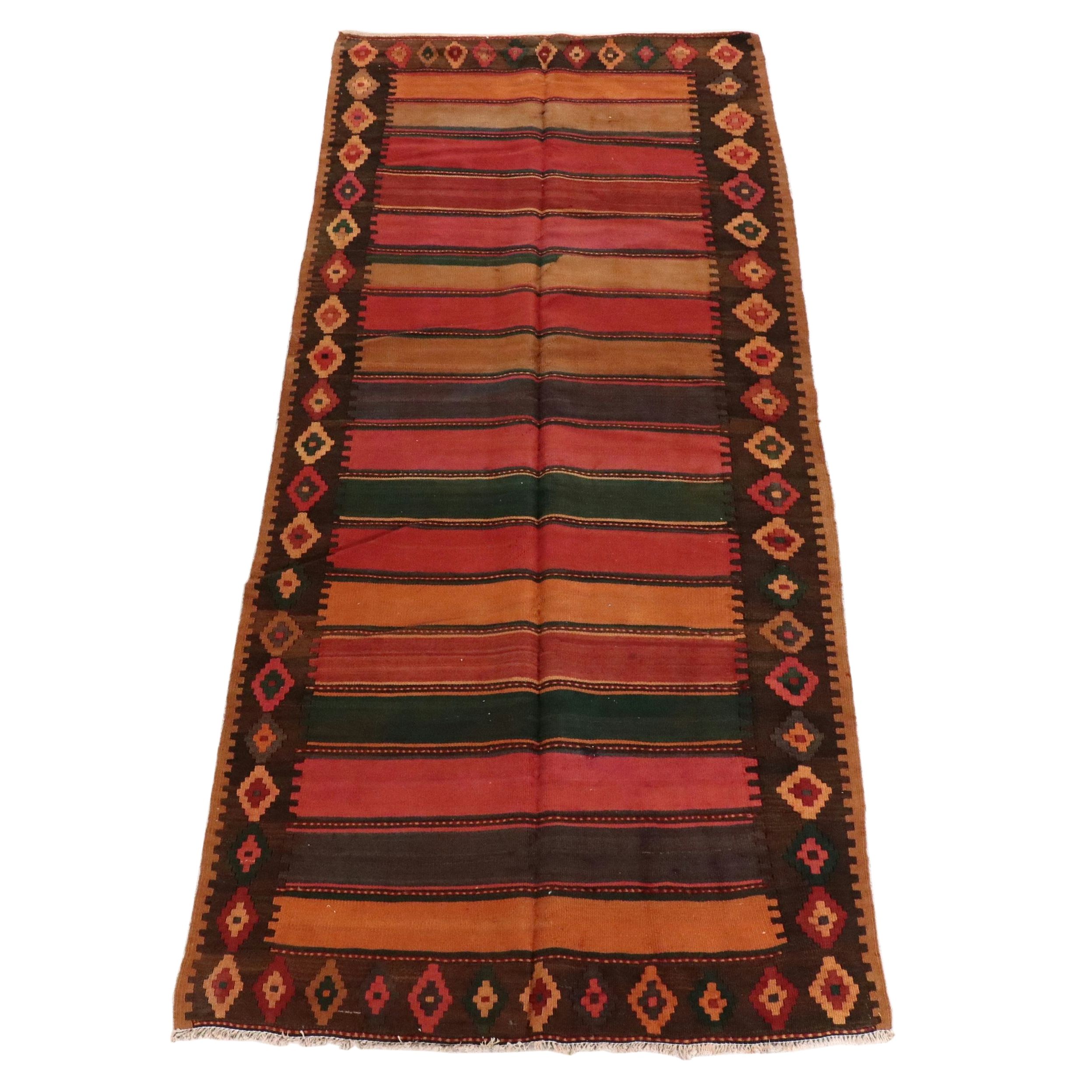 5'3 x 12'2 Handwoven Turkish Striped Kilim Long Rug