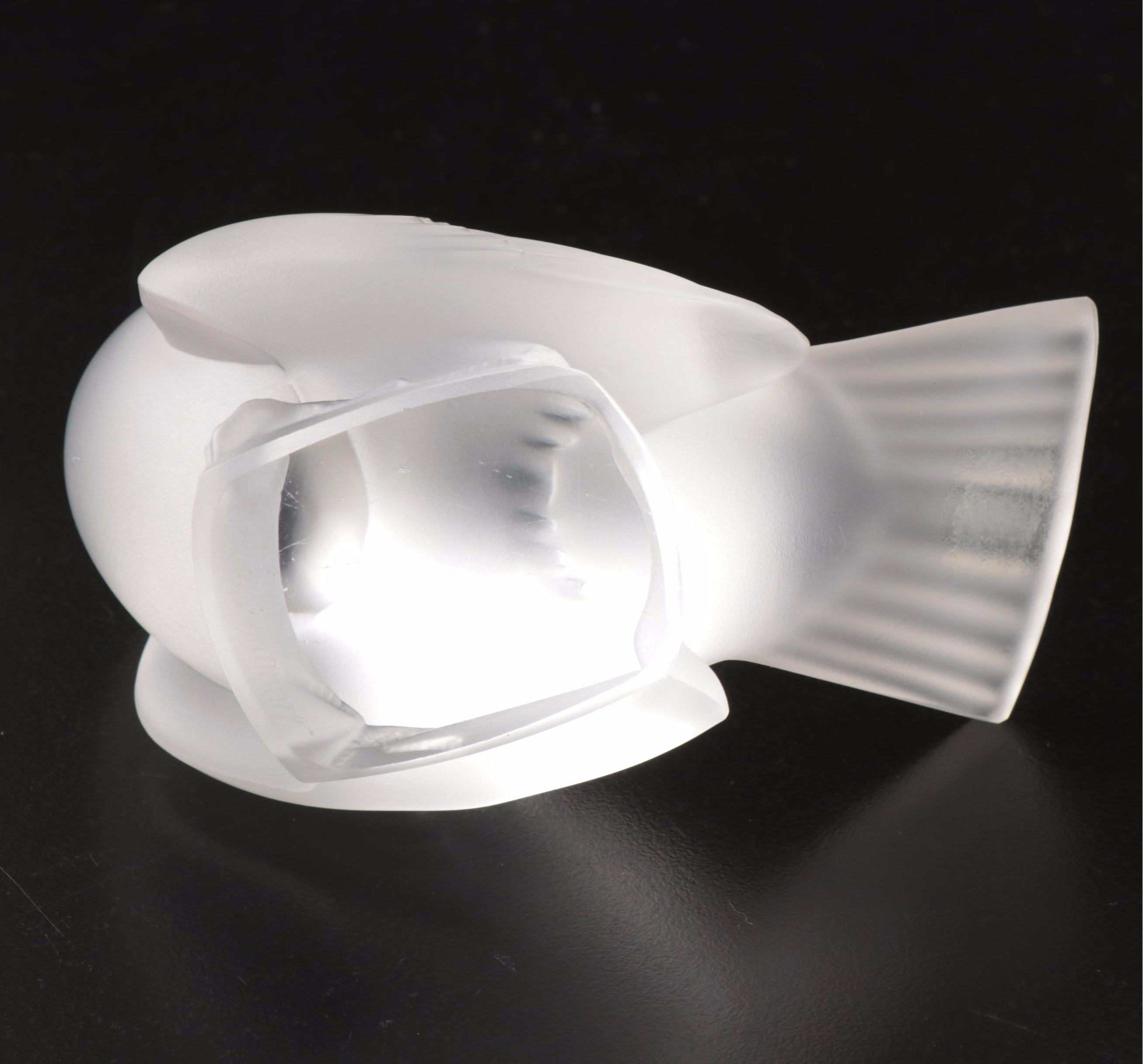 Lalique "Moineau Moqueur" and "Moineau Timide" Crystal Sparrow Figurines