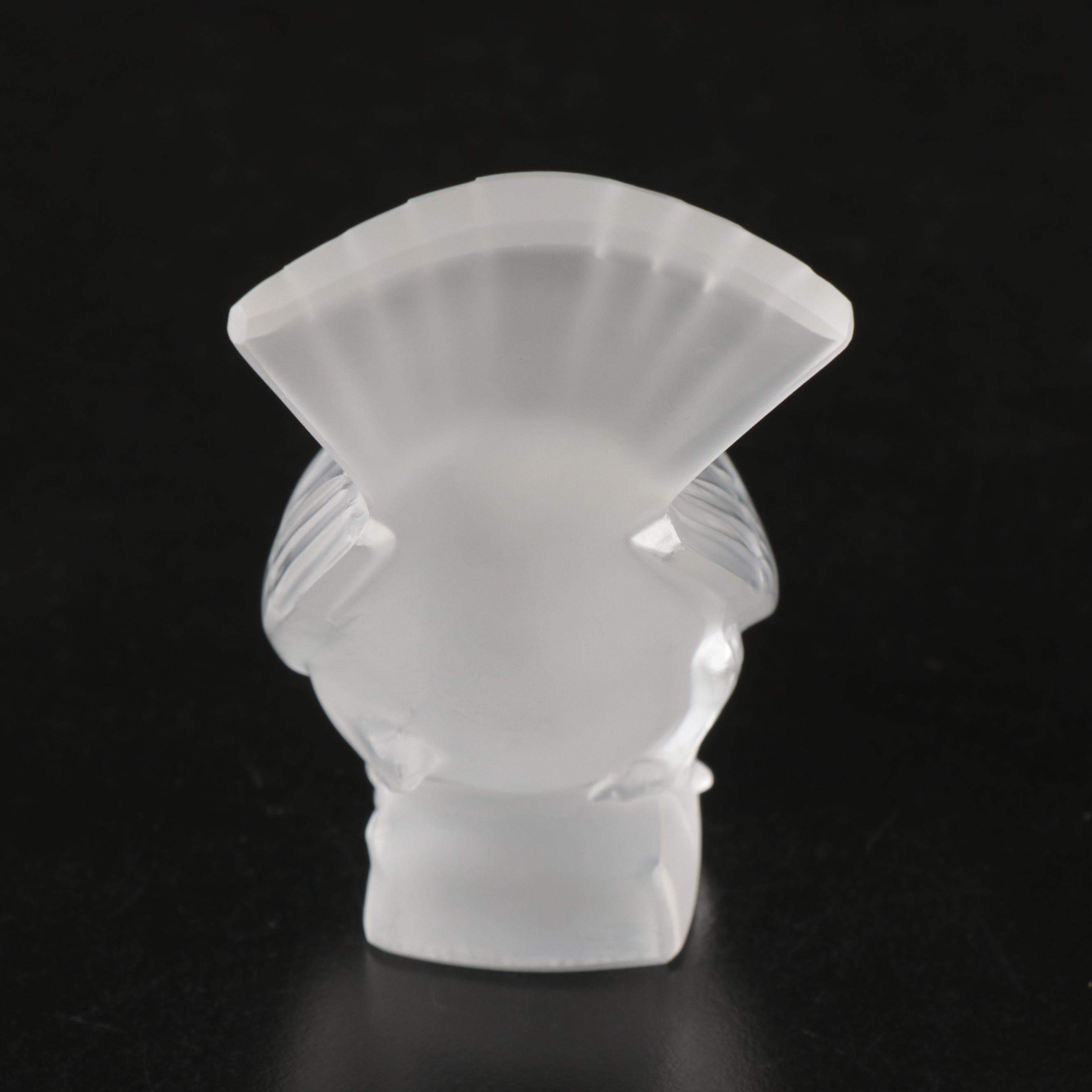 Lalique "Moineau Moqueur" and "Moineau Timide" Crystal Sparrow Figurines