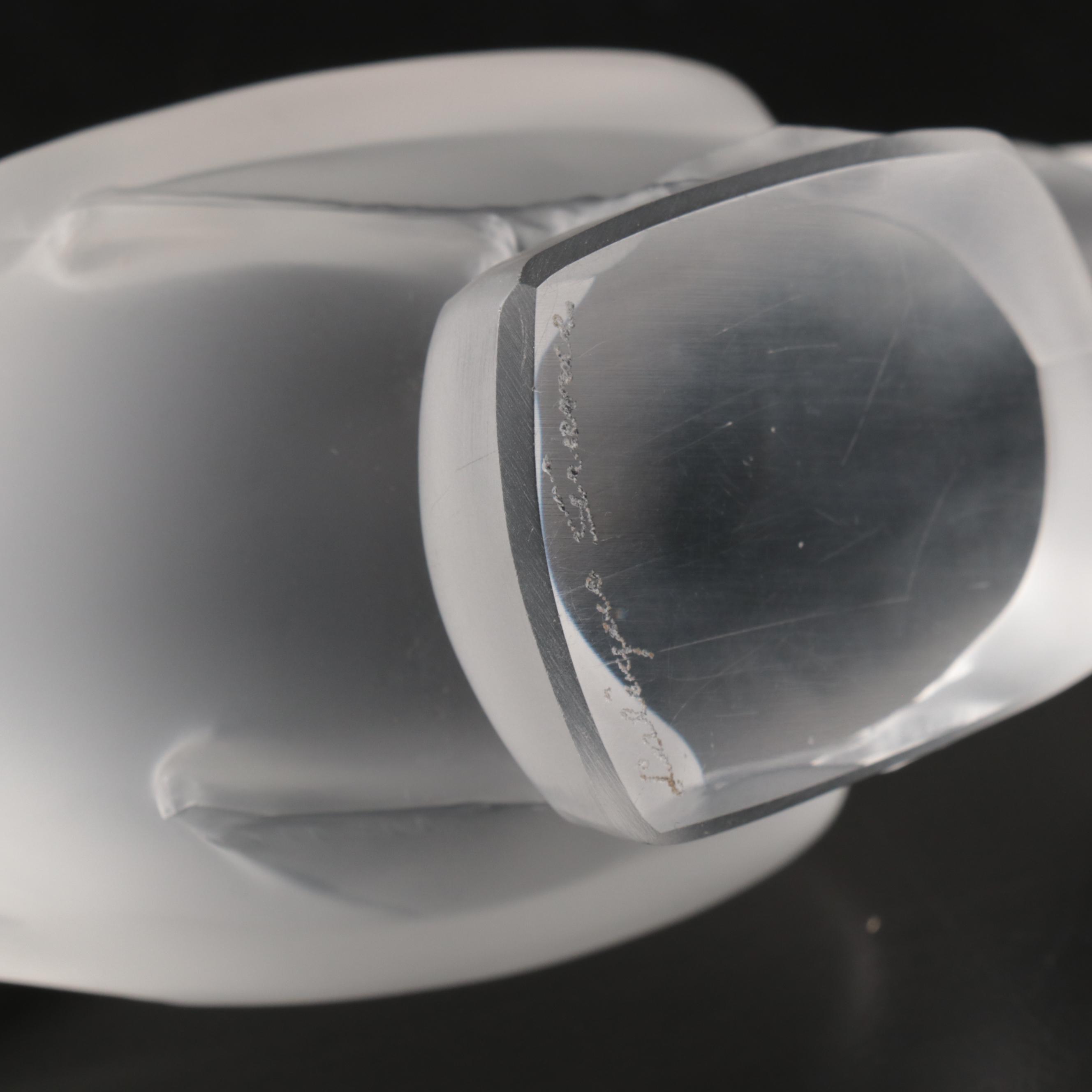 Lalique "Moineau Moqueur" and "Moineau Timide" Crystal Sparrow Figurines