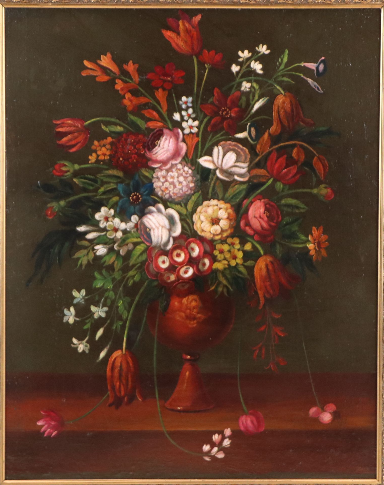 Dutch School Still Life Oil Painting of Bouquet, Early 20th Century