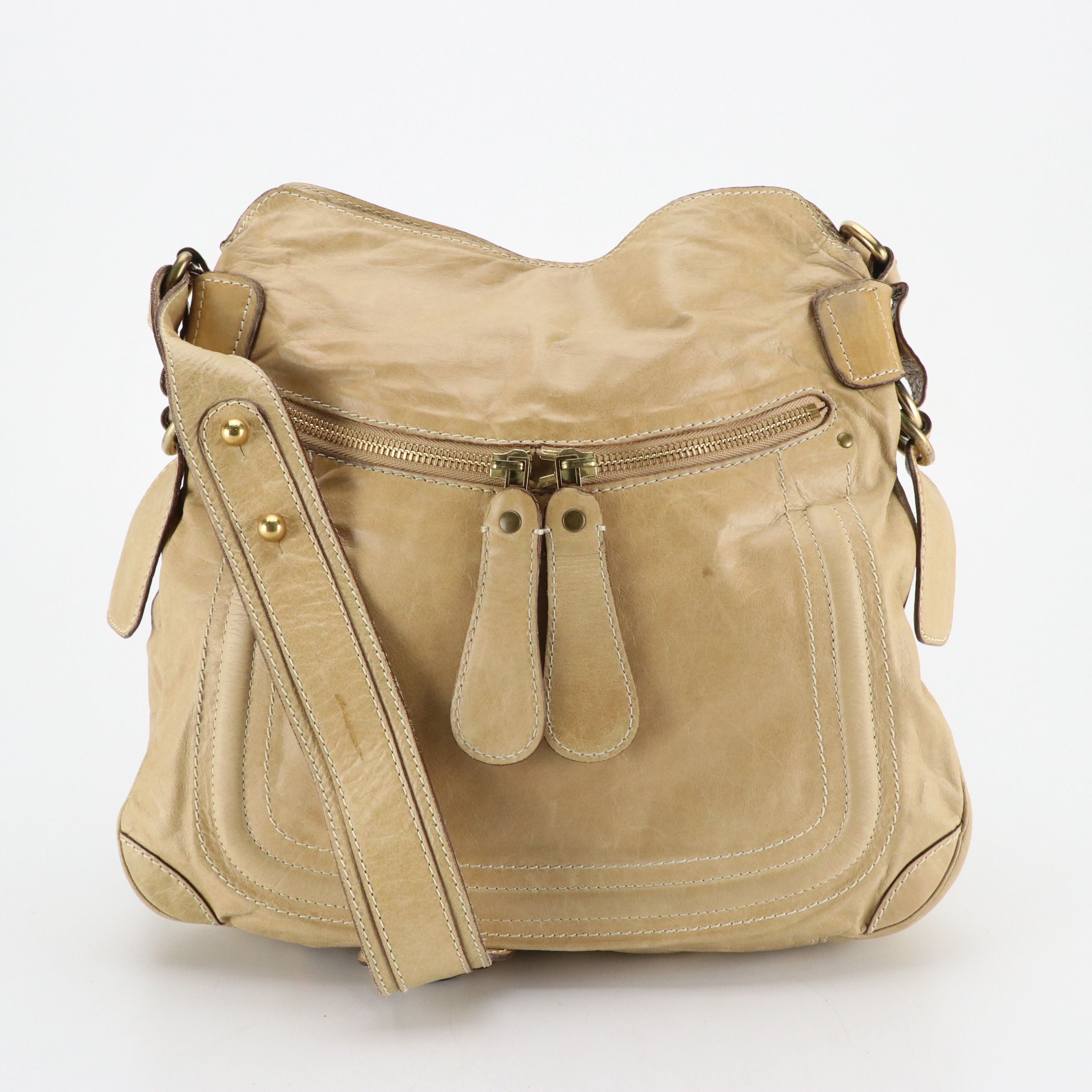 Chloé Large Crossbody Bag in Tan Calfskin Leather