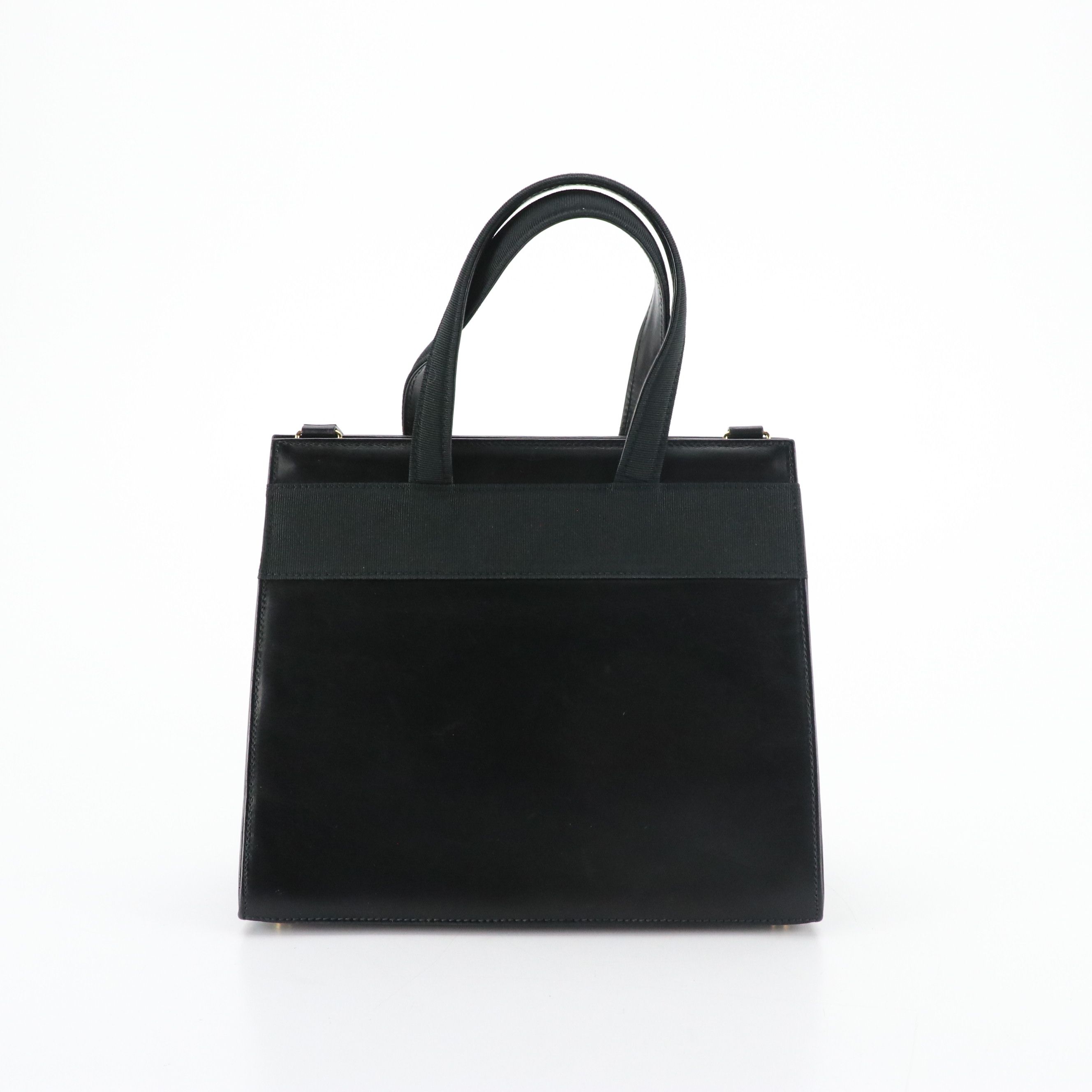 Salvatore Ferragamo Vara Bow Two-Way Handbag in Black Leather