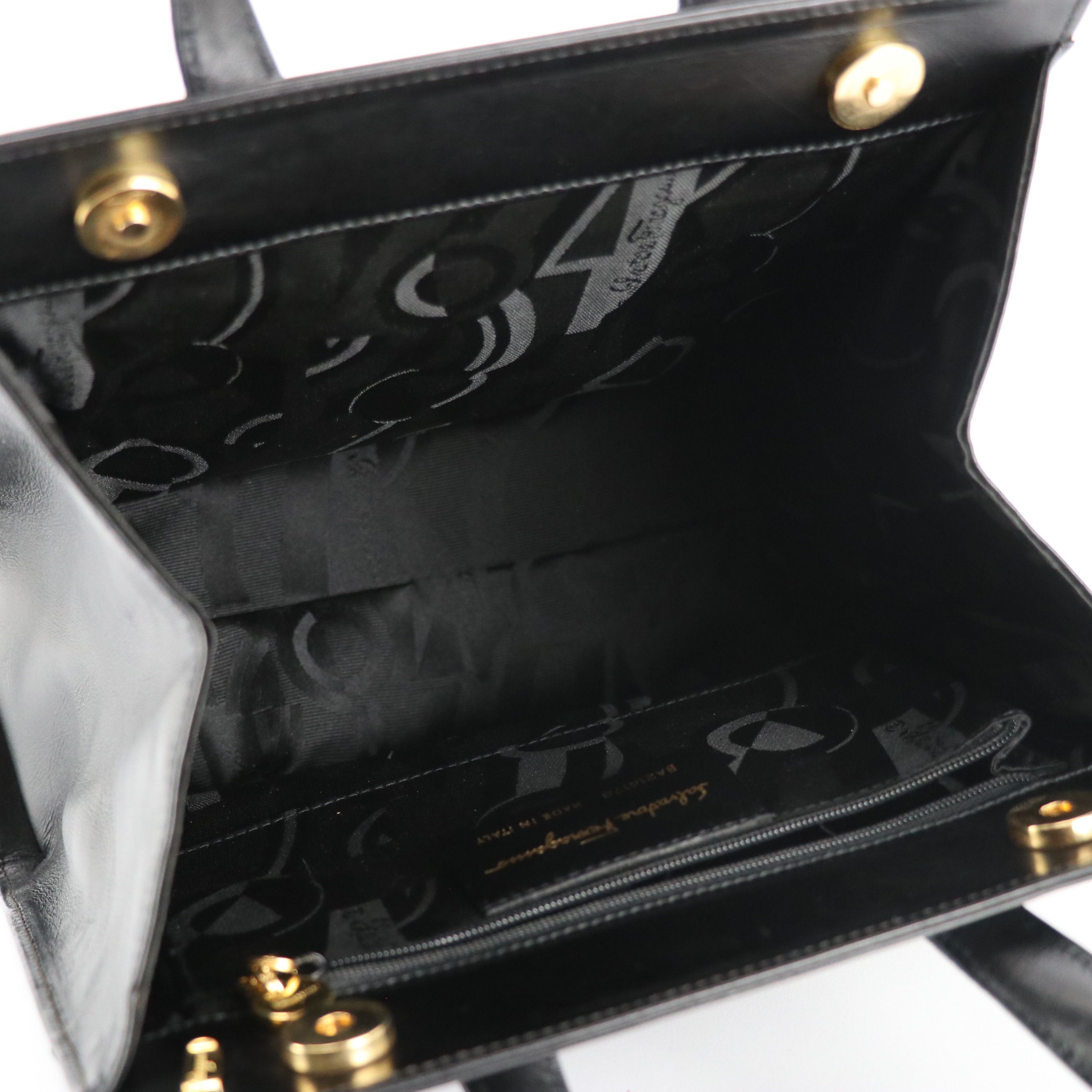 Salvatore Ferragamo Vara Bow Two-Way Handbag in Black Leather