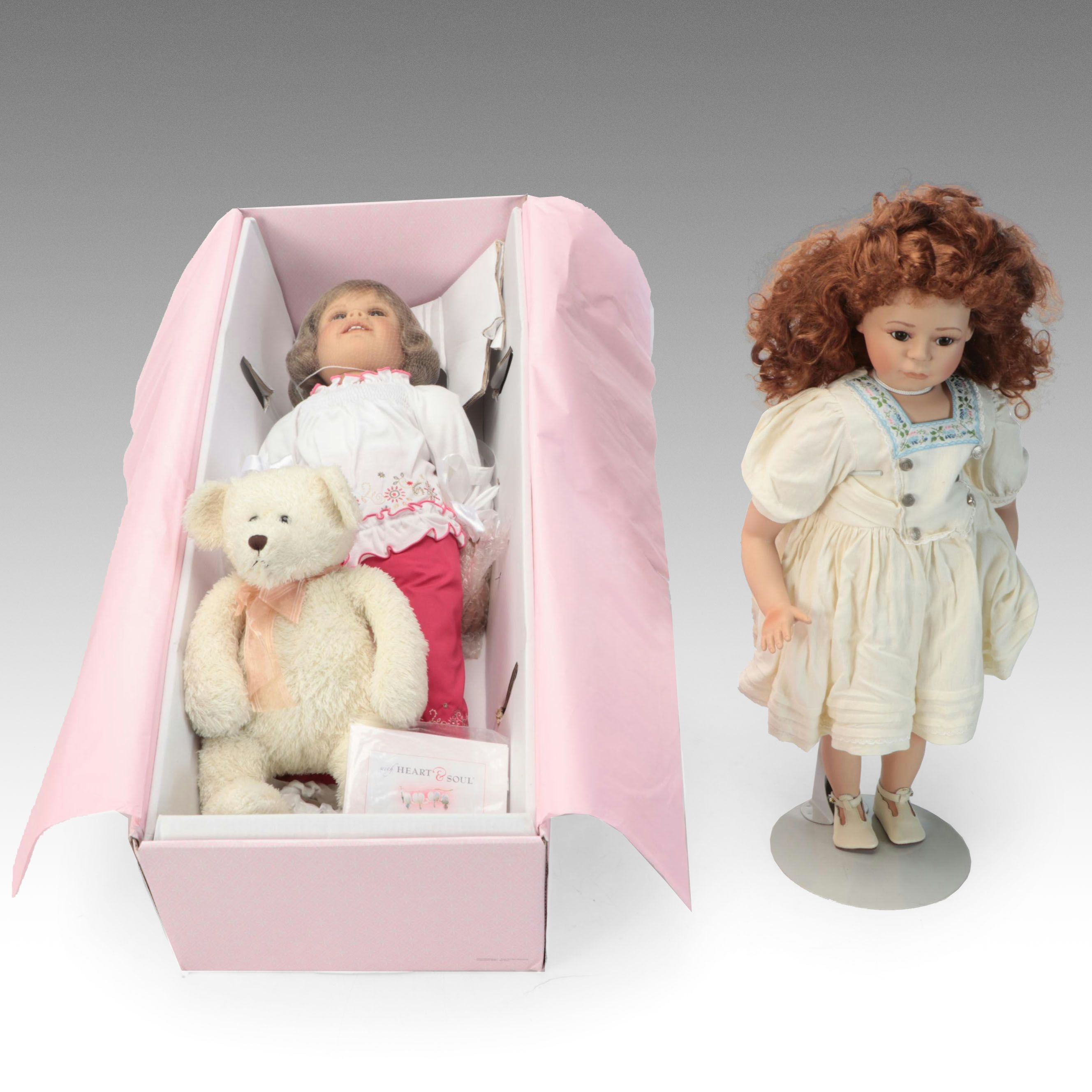 Margit Dassen Porcelain Doll with Heart & Soul Plastic Doll