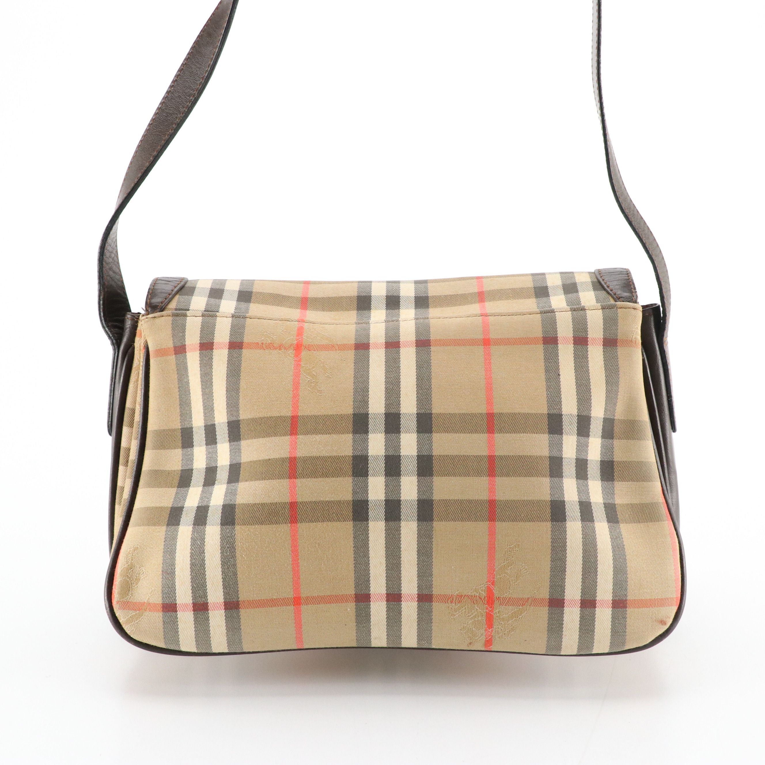 Burberrys Haymarket Check and Brown Leather Saddle Bag