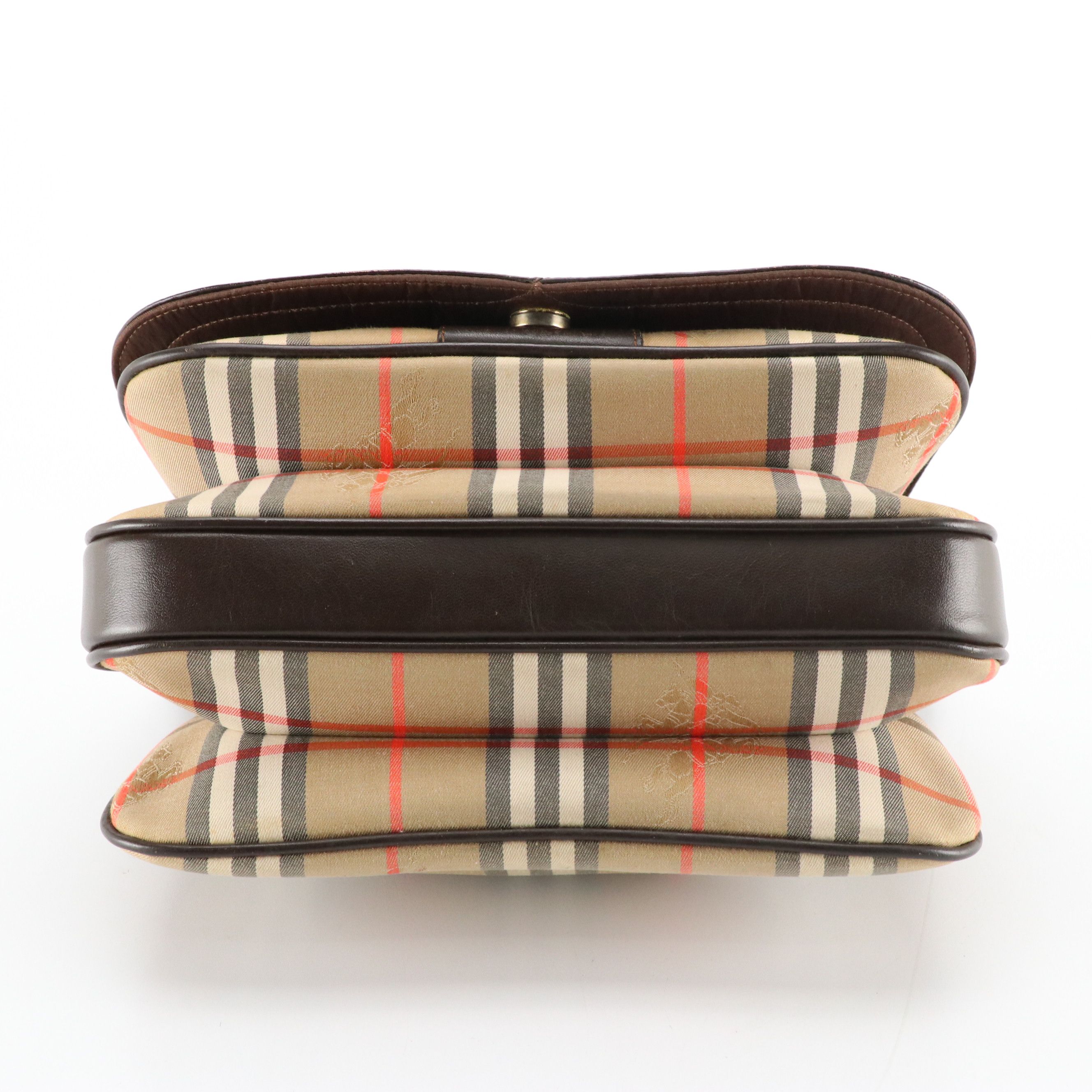 Burberrys Haymarket Check and Brown Leather Saddle Bag