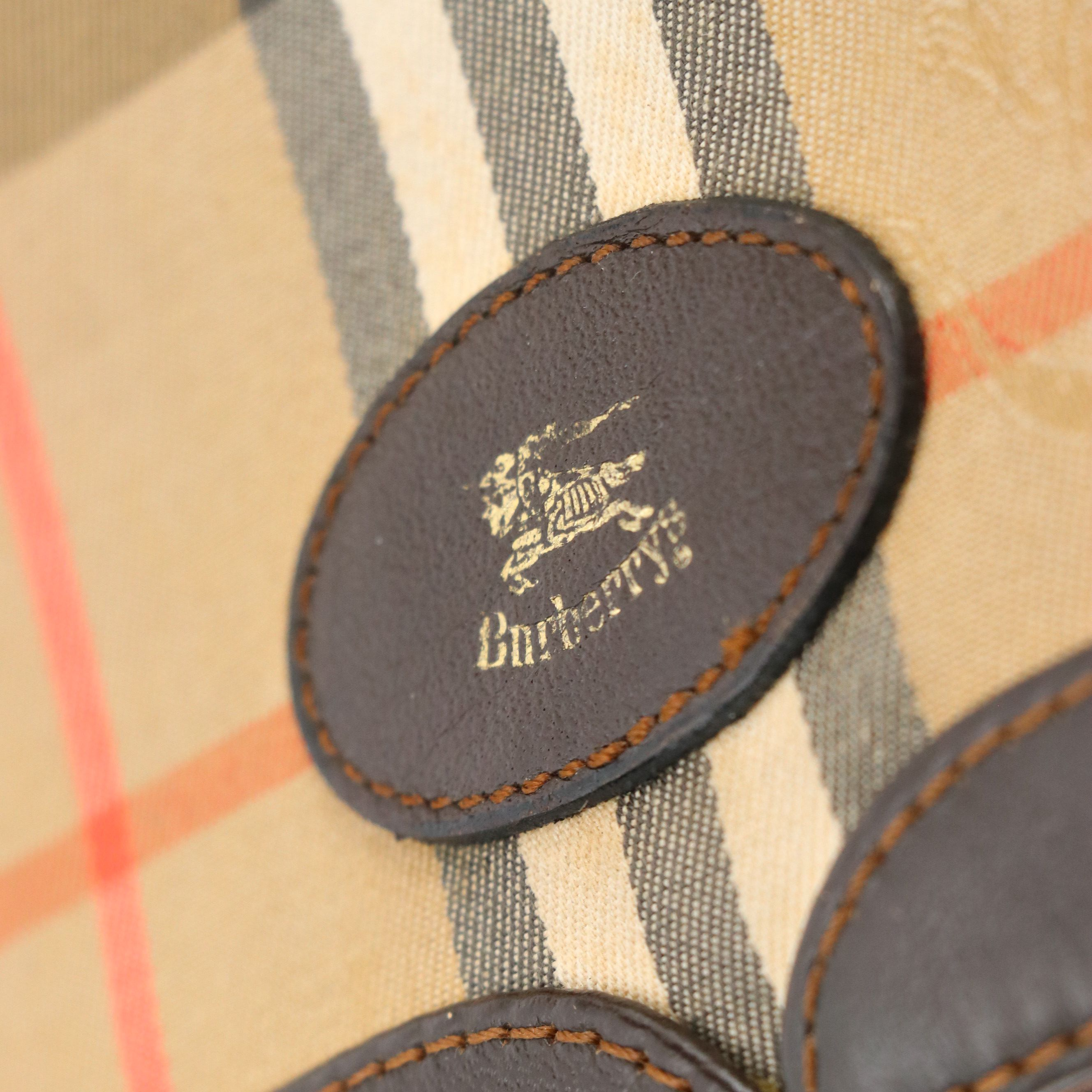 Burberrys Haymarket Check and Brown Leather Saddle Bag