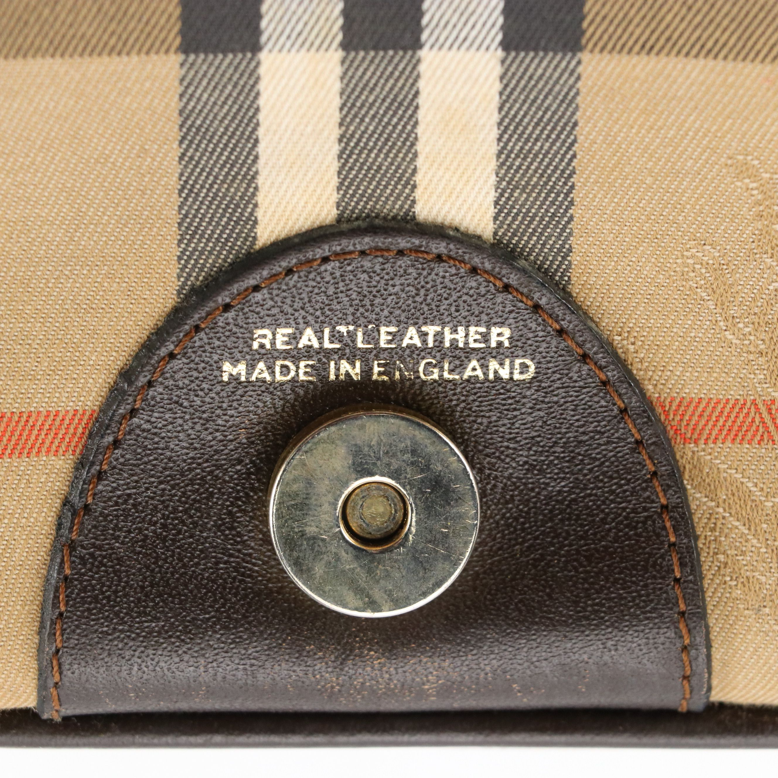 Burberrys Haymarket Check and Brown Leather Saddle Bag