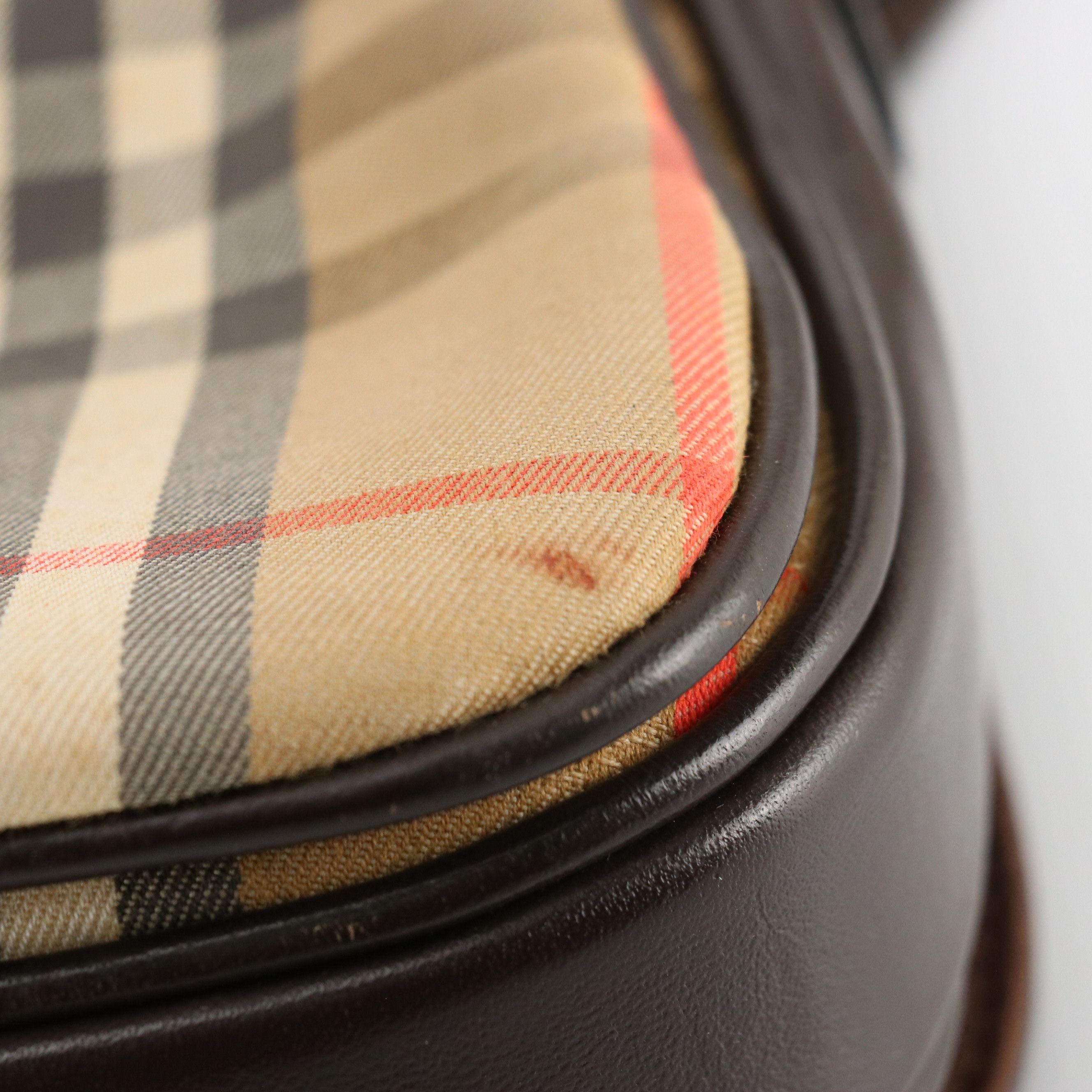 Burberrys Haymarket Check and Brown Leather Saddle Bag