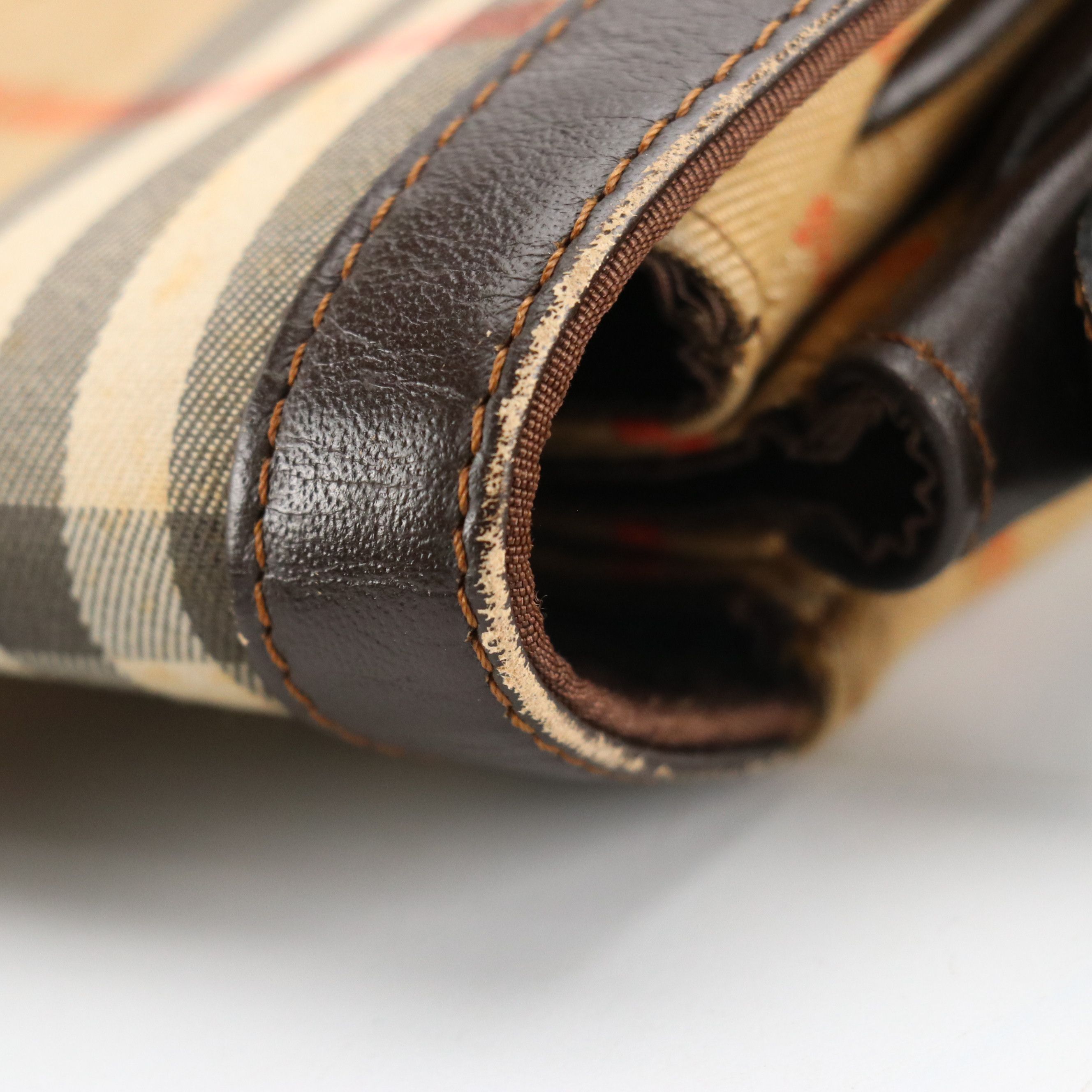 Burberrys Haymarket Check and Brown Leather Saddle Bag