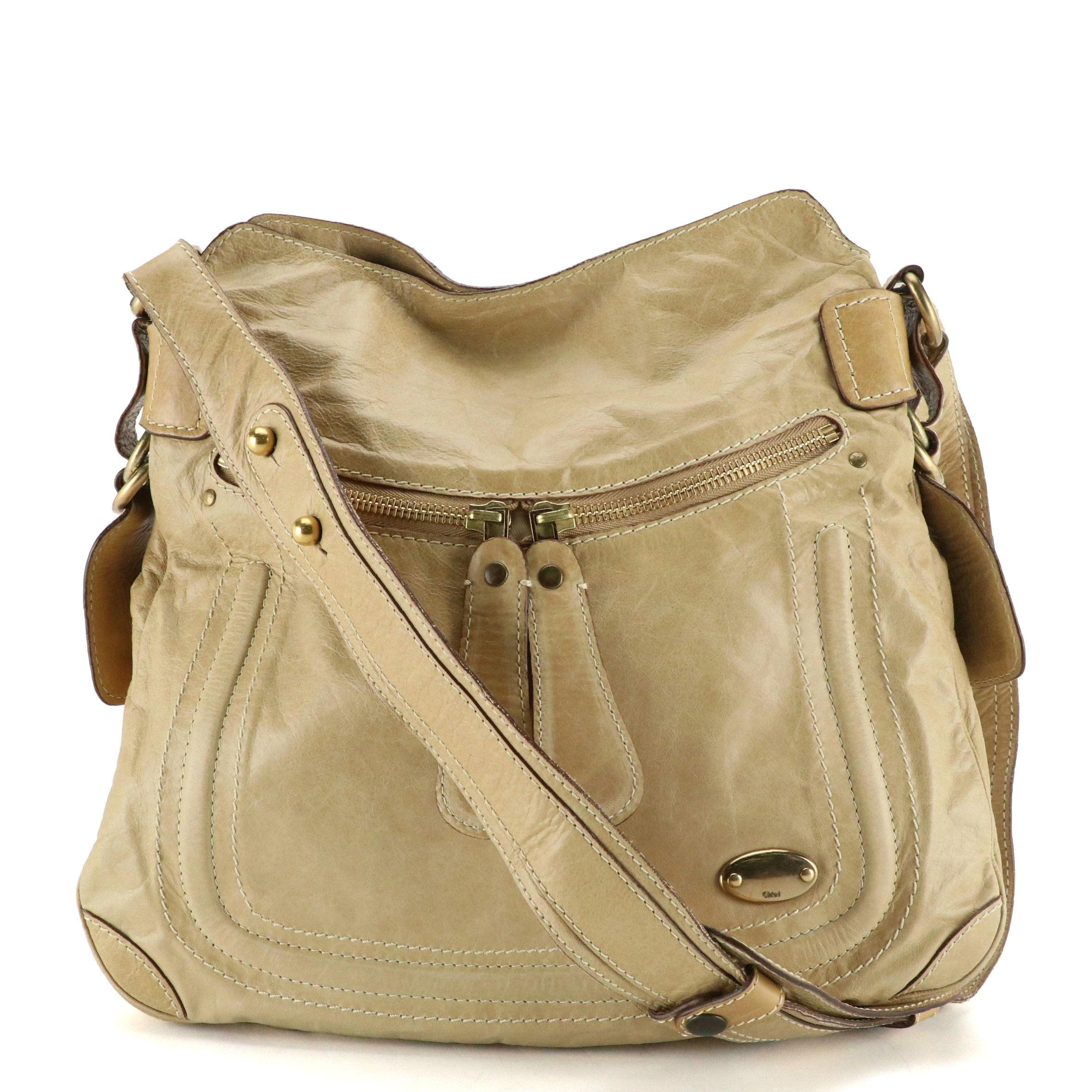 Chloé Large Crossbody Bag in Tan Calfskin Leather