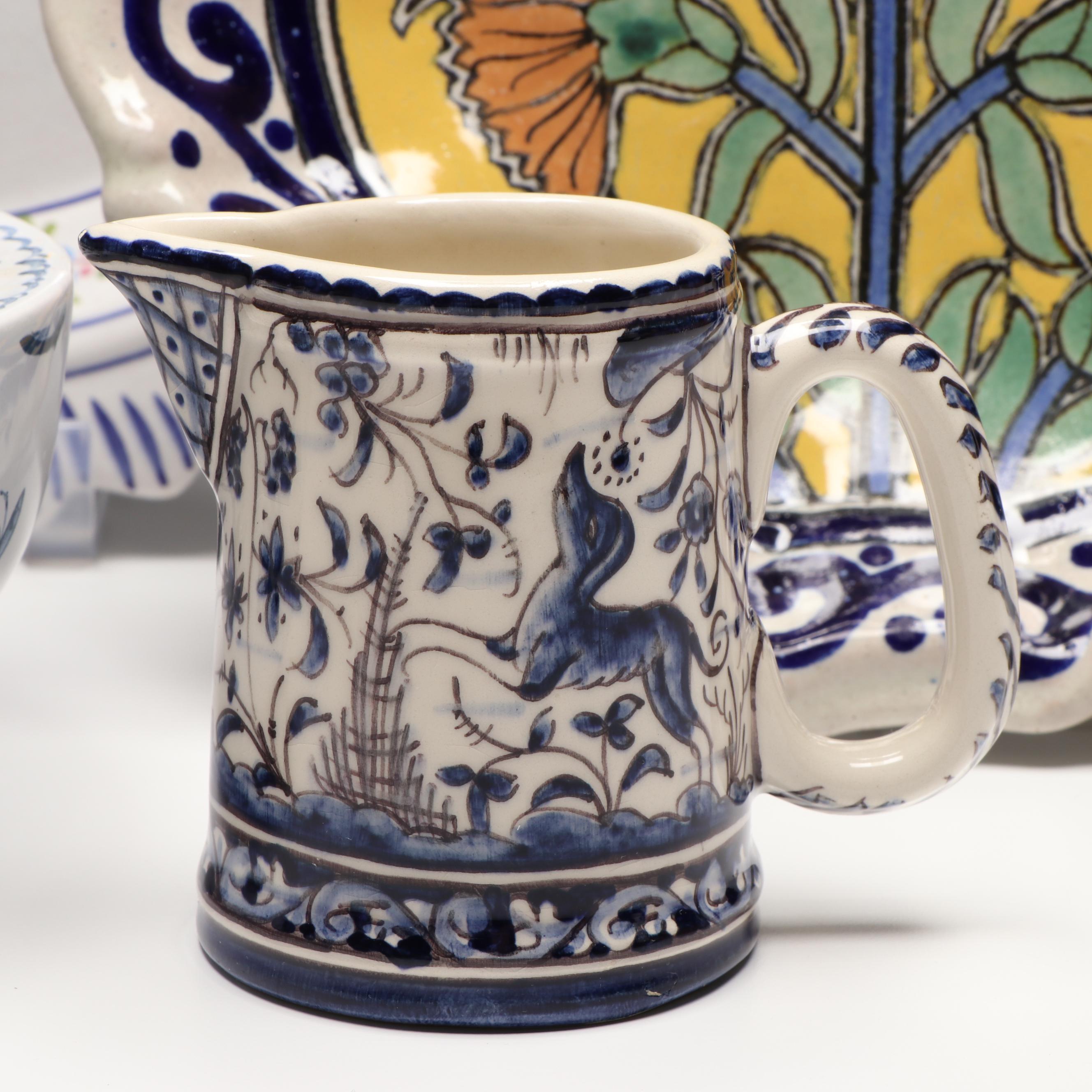 Mottahedeh Majolica Flower Bowl with Mexican & Portuguese Serveware