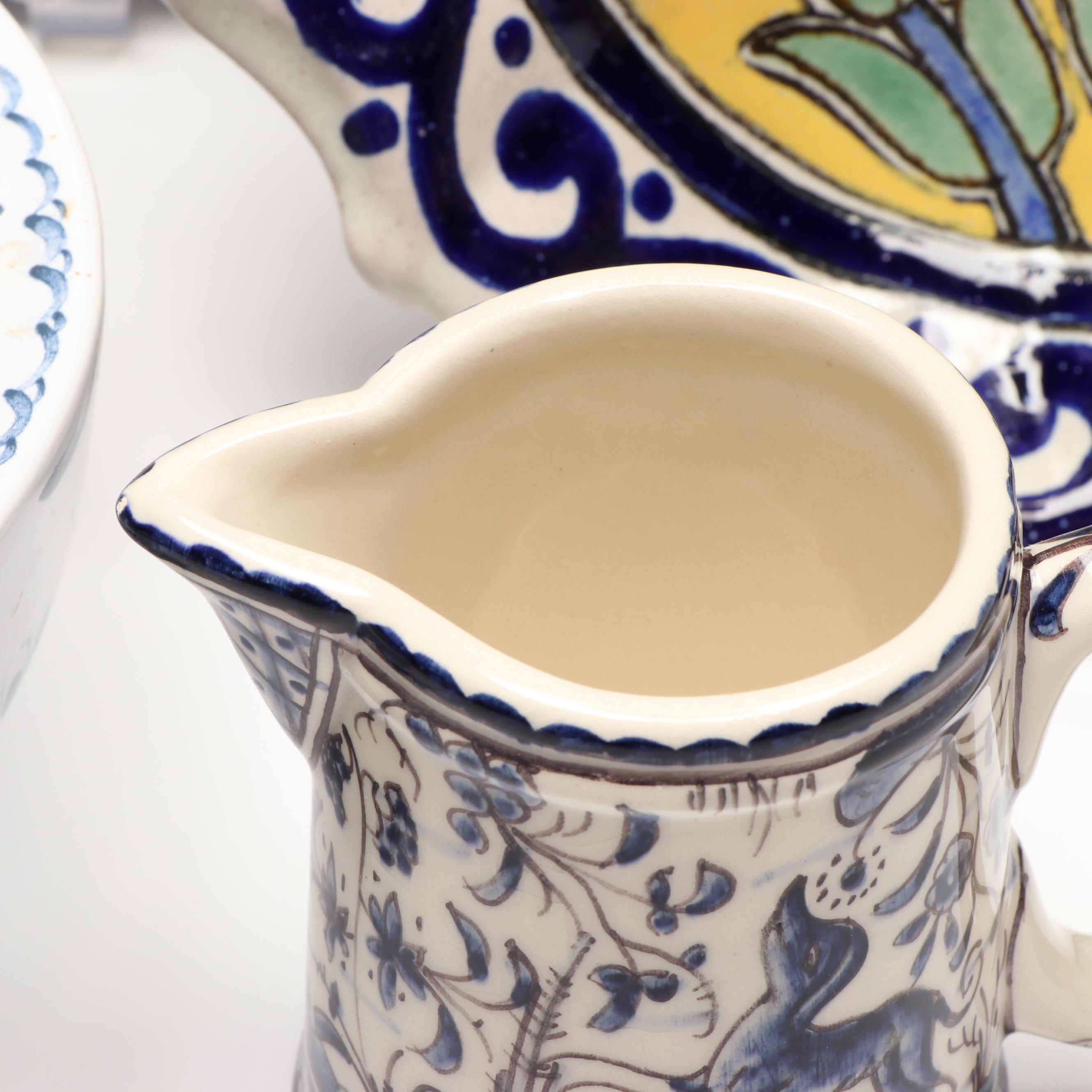 Mottahedeh Majolica Flower Bowl with Mexican & Portuguese Serveware