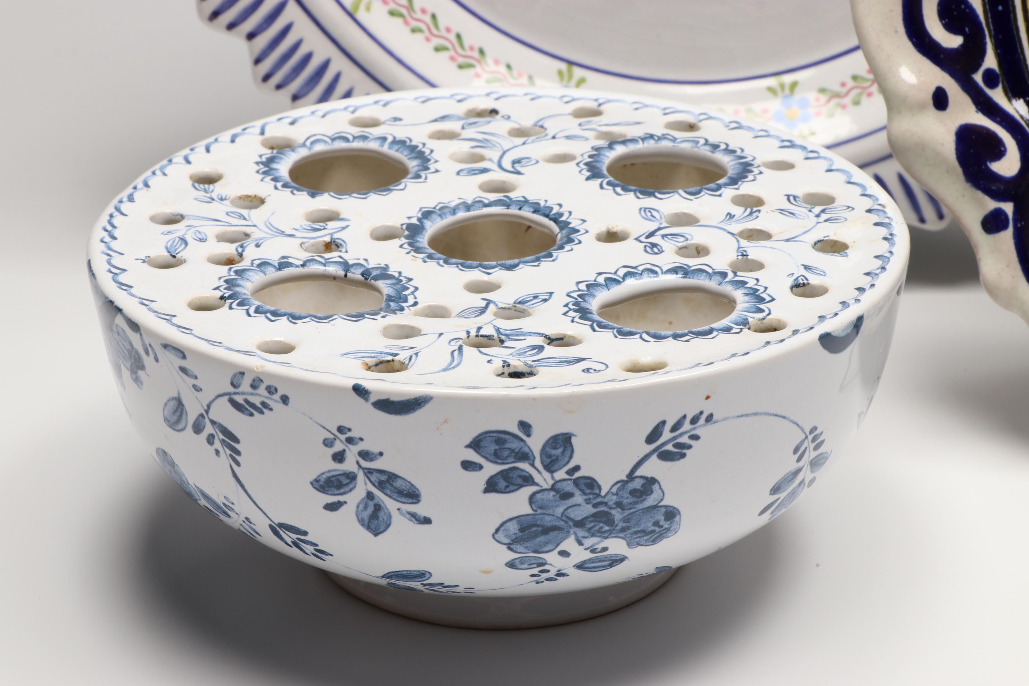 Mottahedeh Majolica Flower Bowl with Mexican & Portuguese Serveware