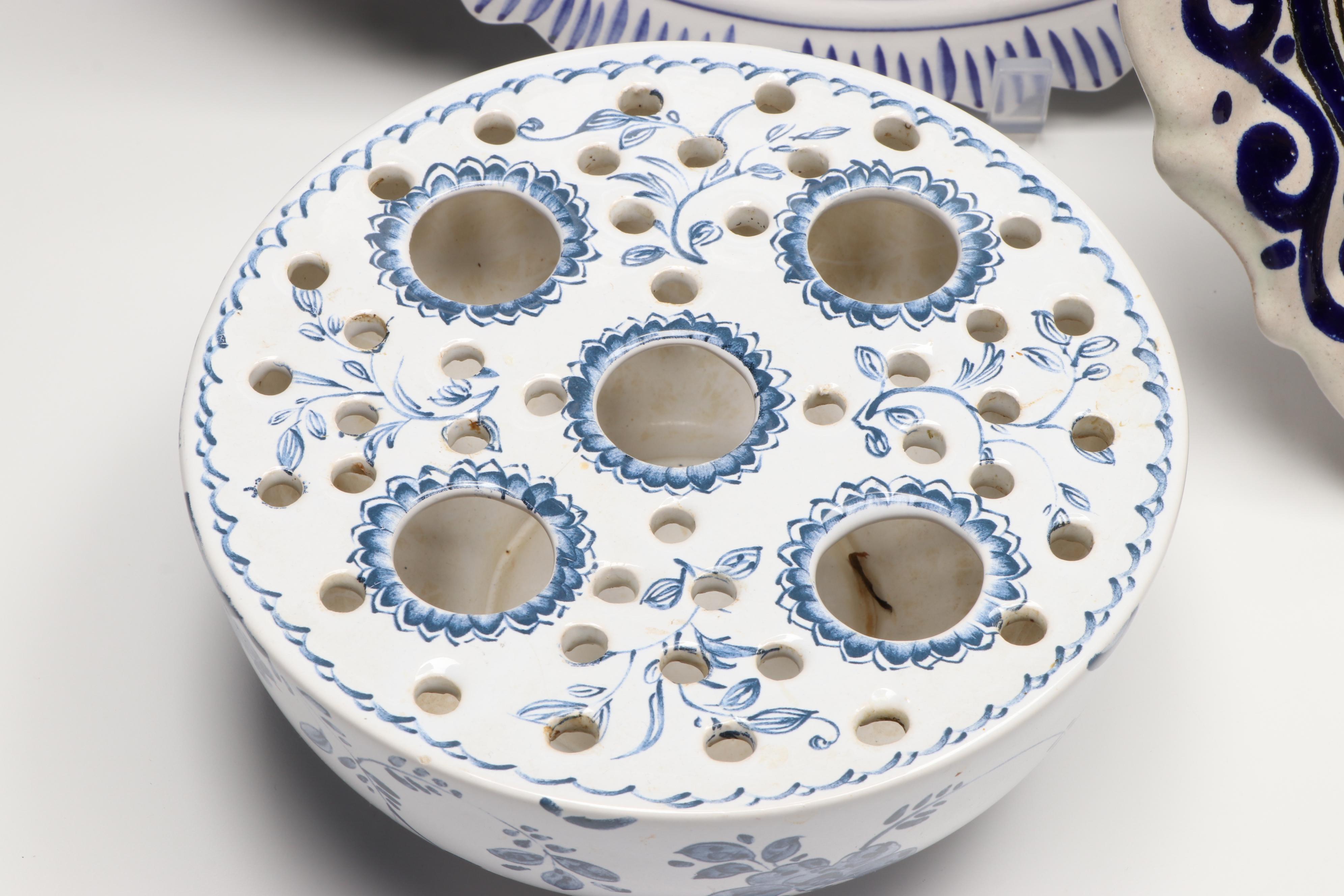 Mottahedeh Majolica Flower Bowl with Mexican & Portuguese Serveware