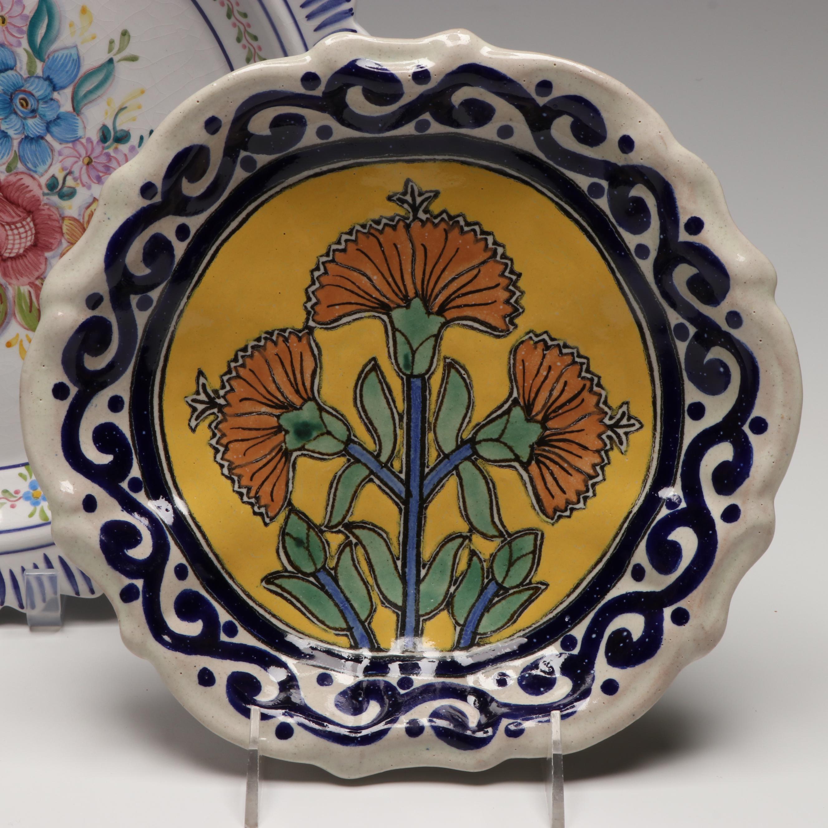 Mottahedeh Majolica Flower Bowl with Mexican & Portuguese Serveware