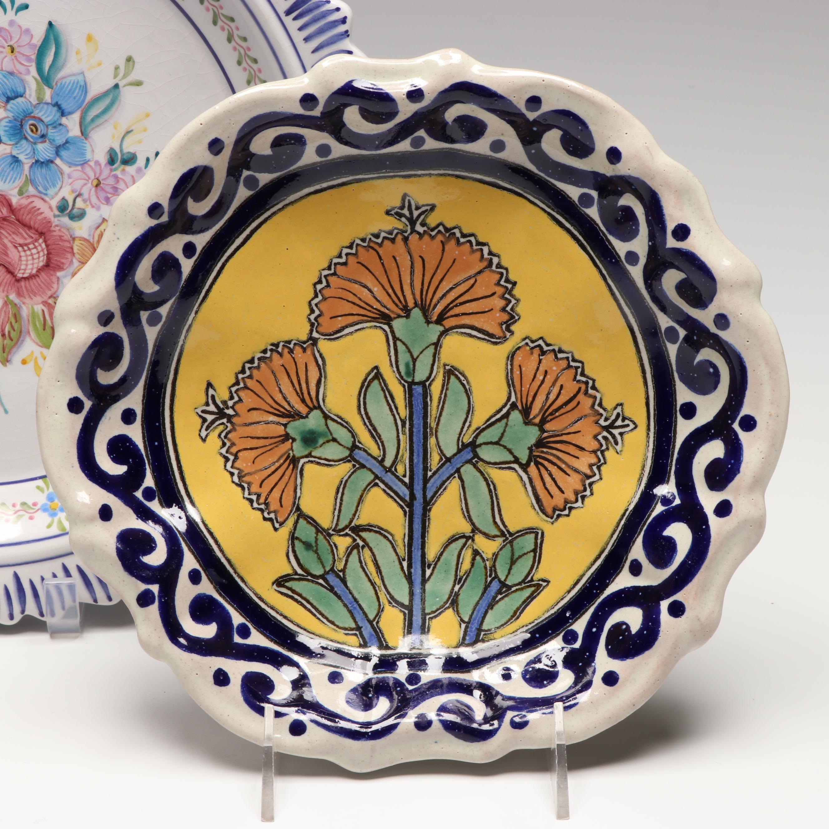 Mottahedeh Majolica Flower Bowl with Mexican & Portuguese Serveware