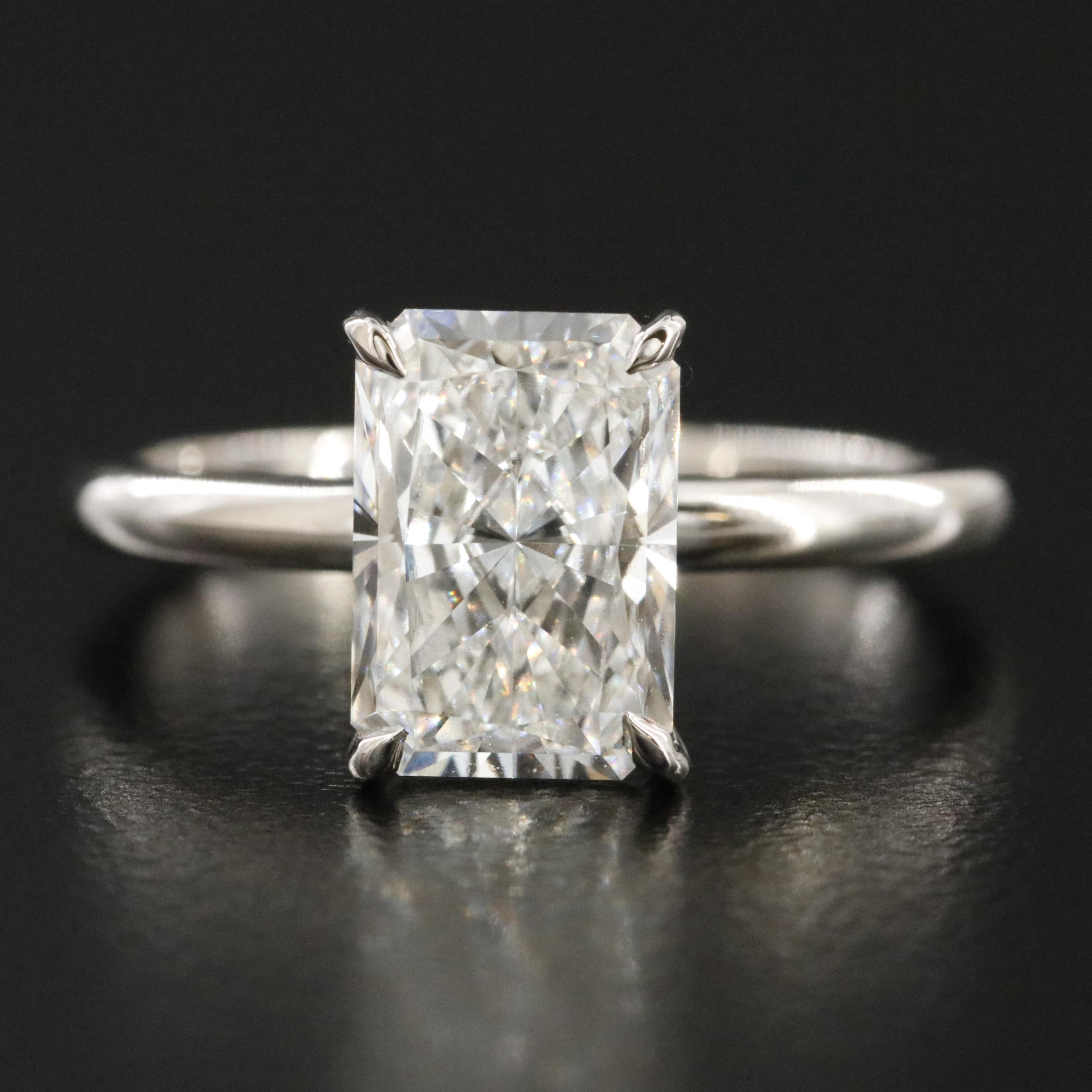 Platinum 2.10 CT Lab Grown Diamond Solitaire Ring with IGI Report